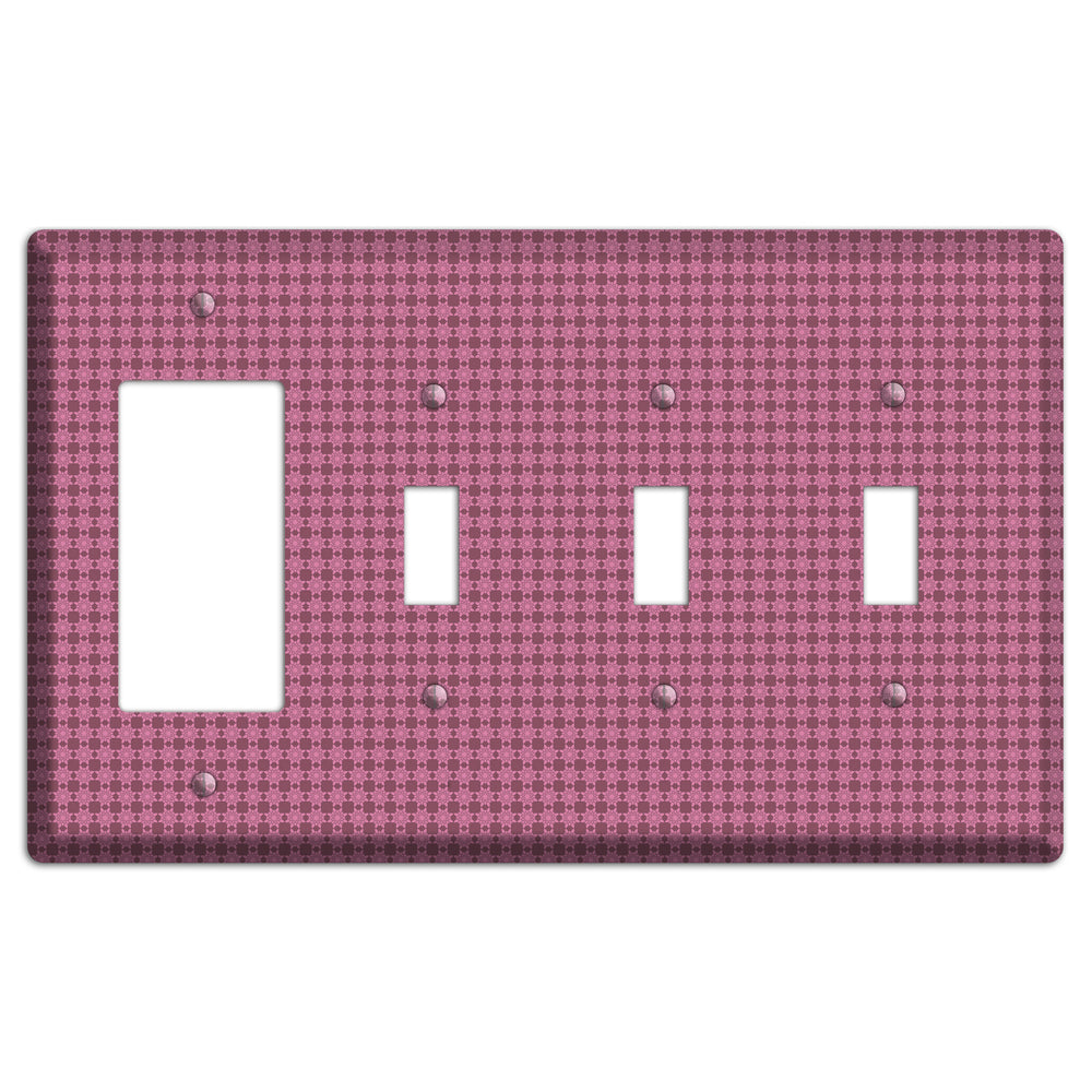 Multi Pink Tiled Rocker / 3 Toggle Wallplate