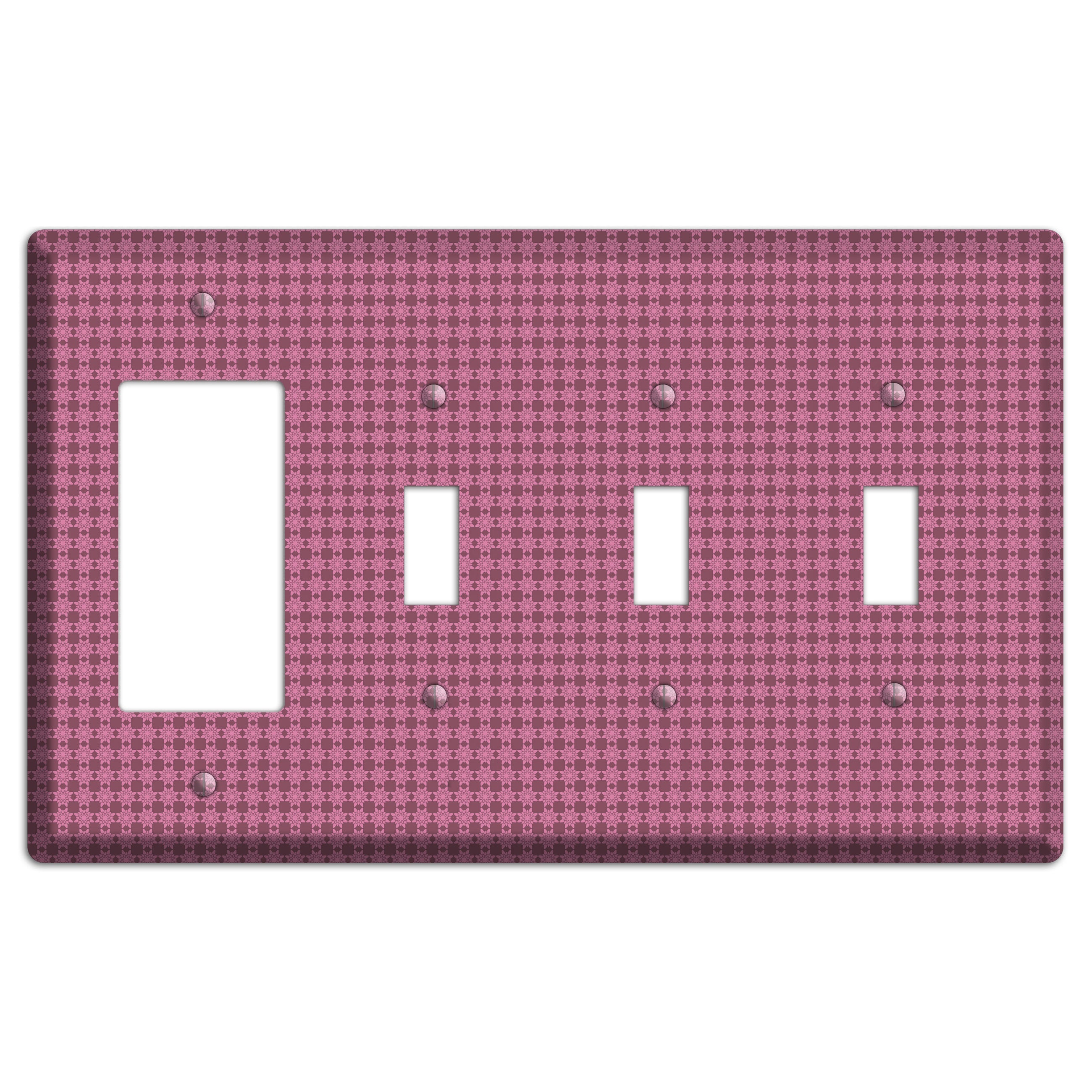 Multi Pink Tiled Rocker / 3 Toggle Wallplate