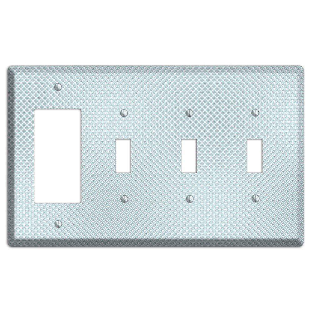 Light Blue Geometric Rocker / 3 Toggle Wallplate