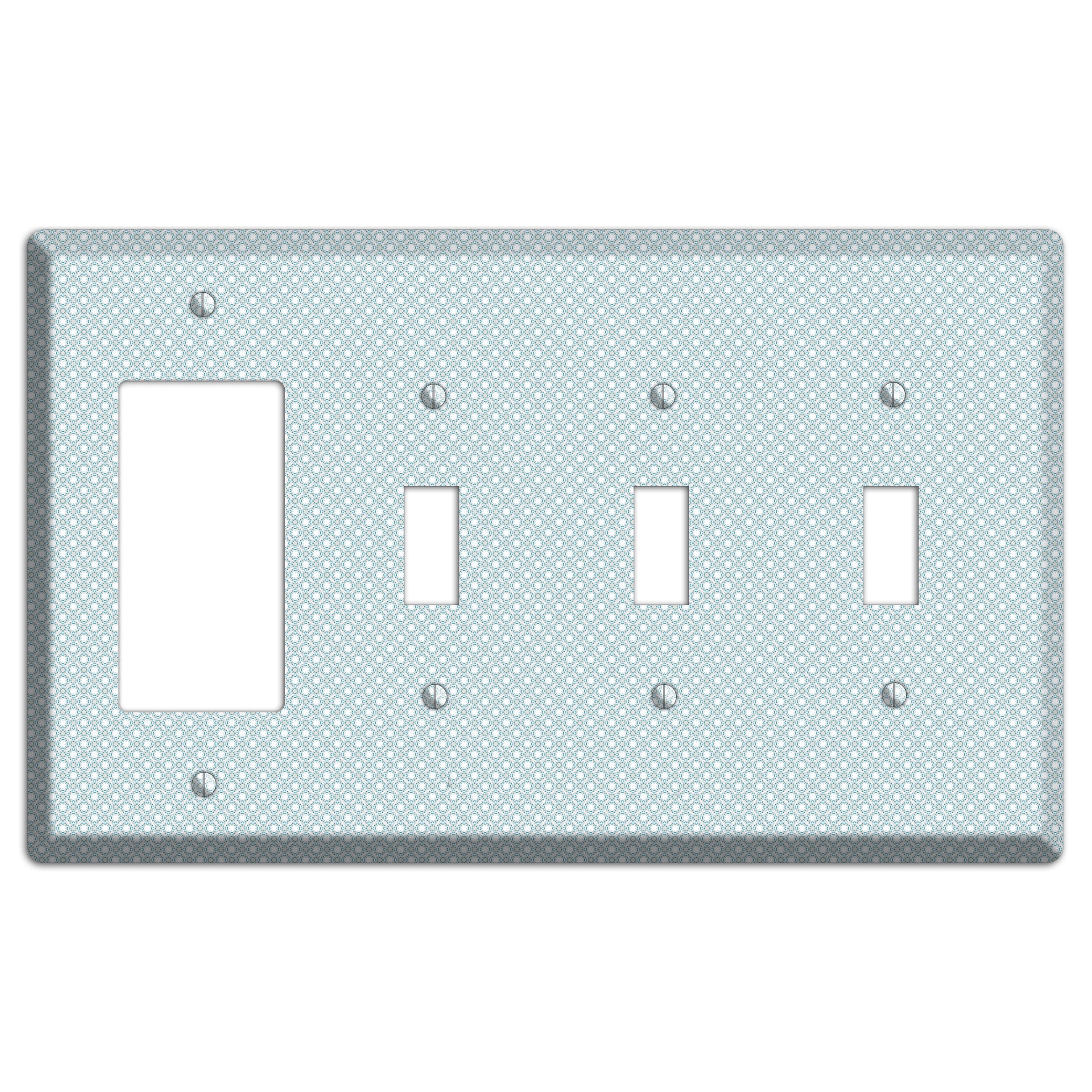 Light Blue Geometric Rocker / 3 Toggle Wallplate