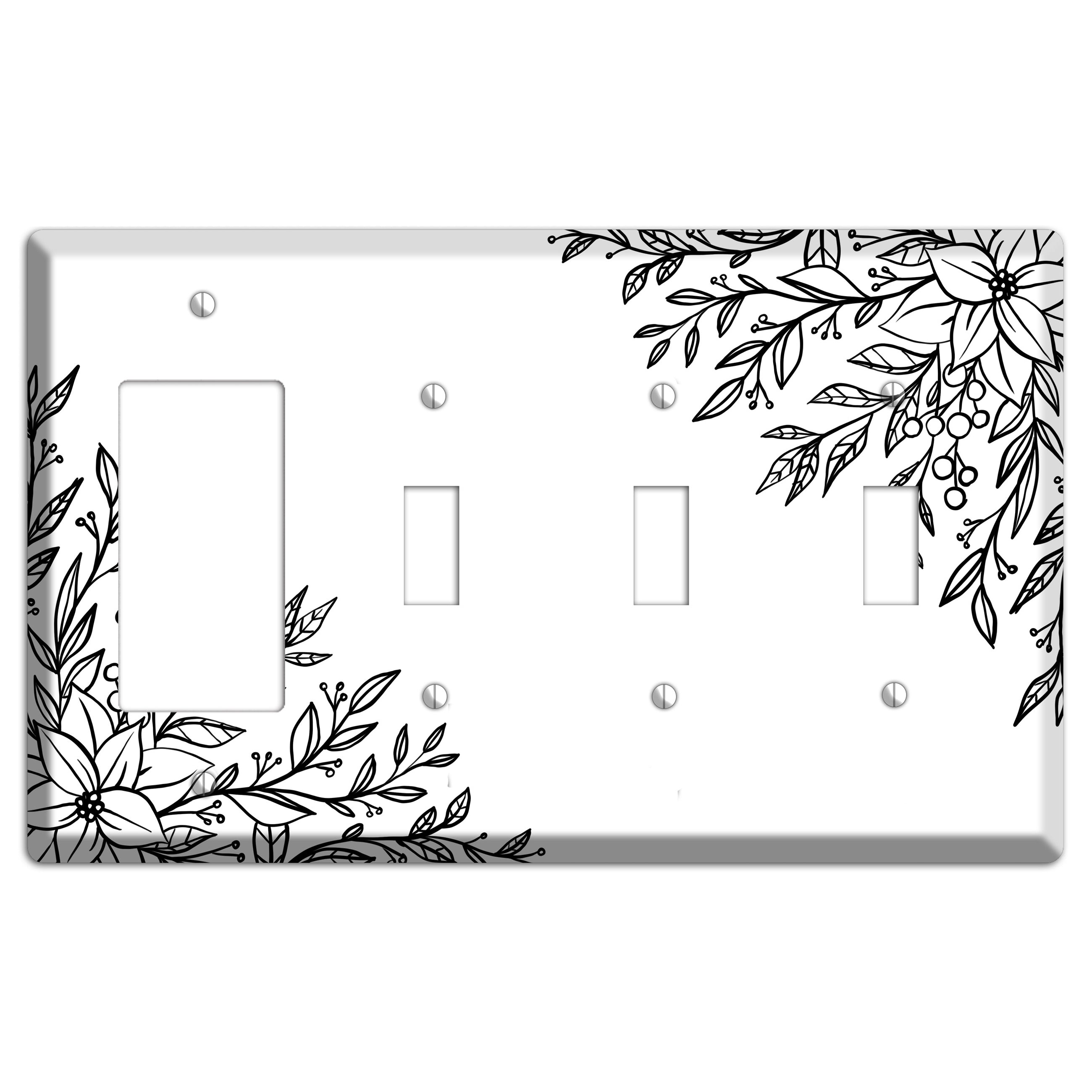 Hand-Drawn Floral 7 Rocker / 3 Toggle Wallplate