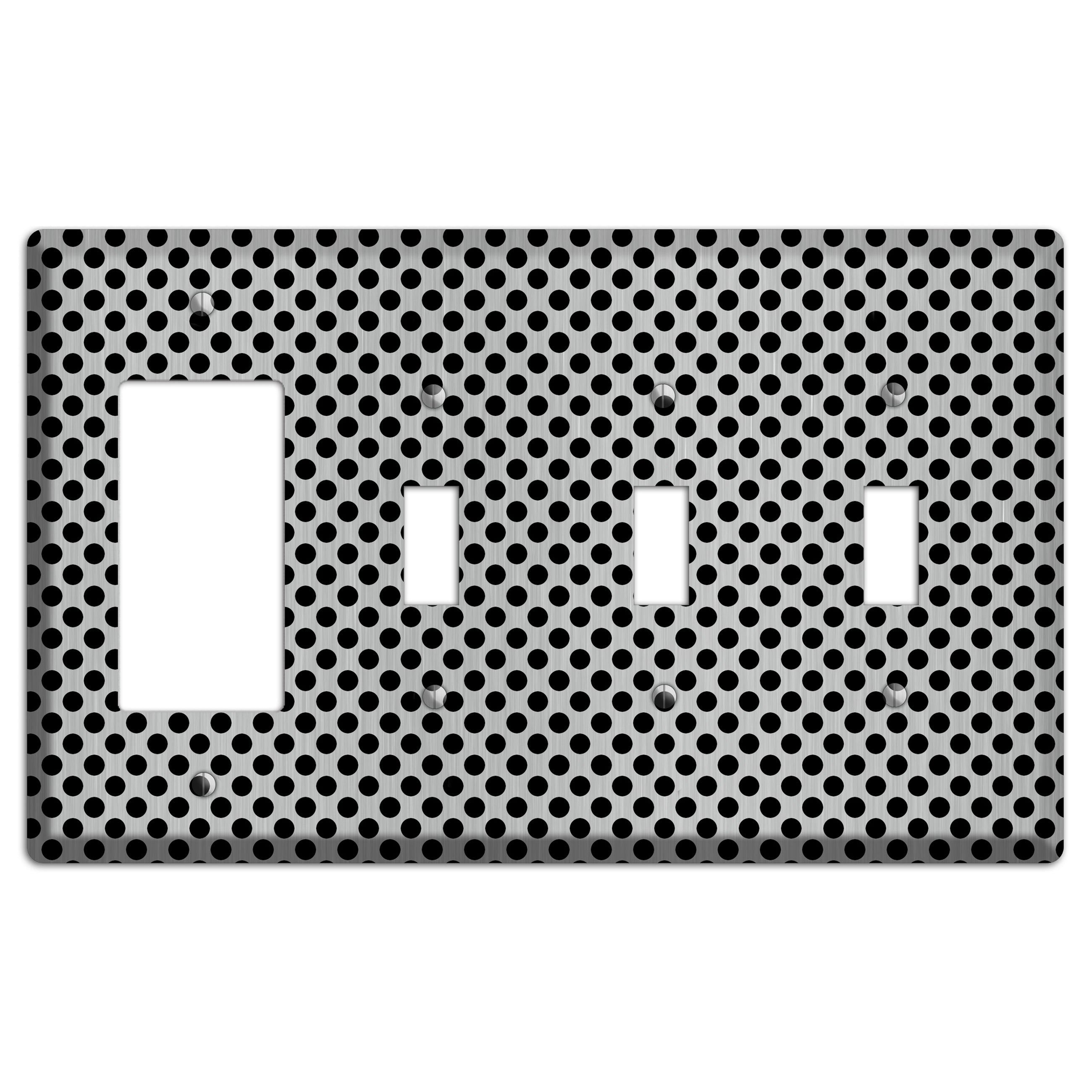 Packed Small Polka Dots Stainless Rocker / 3 Toggle Wallplate