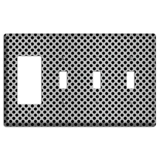 Packed Small Polka Dots Stainless Rocker / 3 Toggle Wallplate