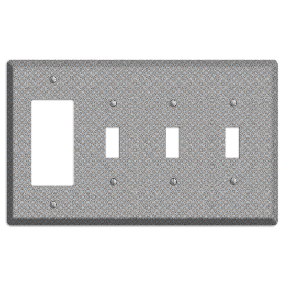 Multi Grey Lattice Rocker / 3 Toggle Wallplate