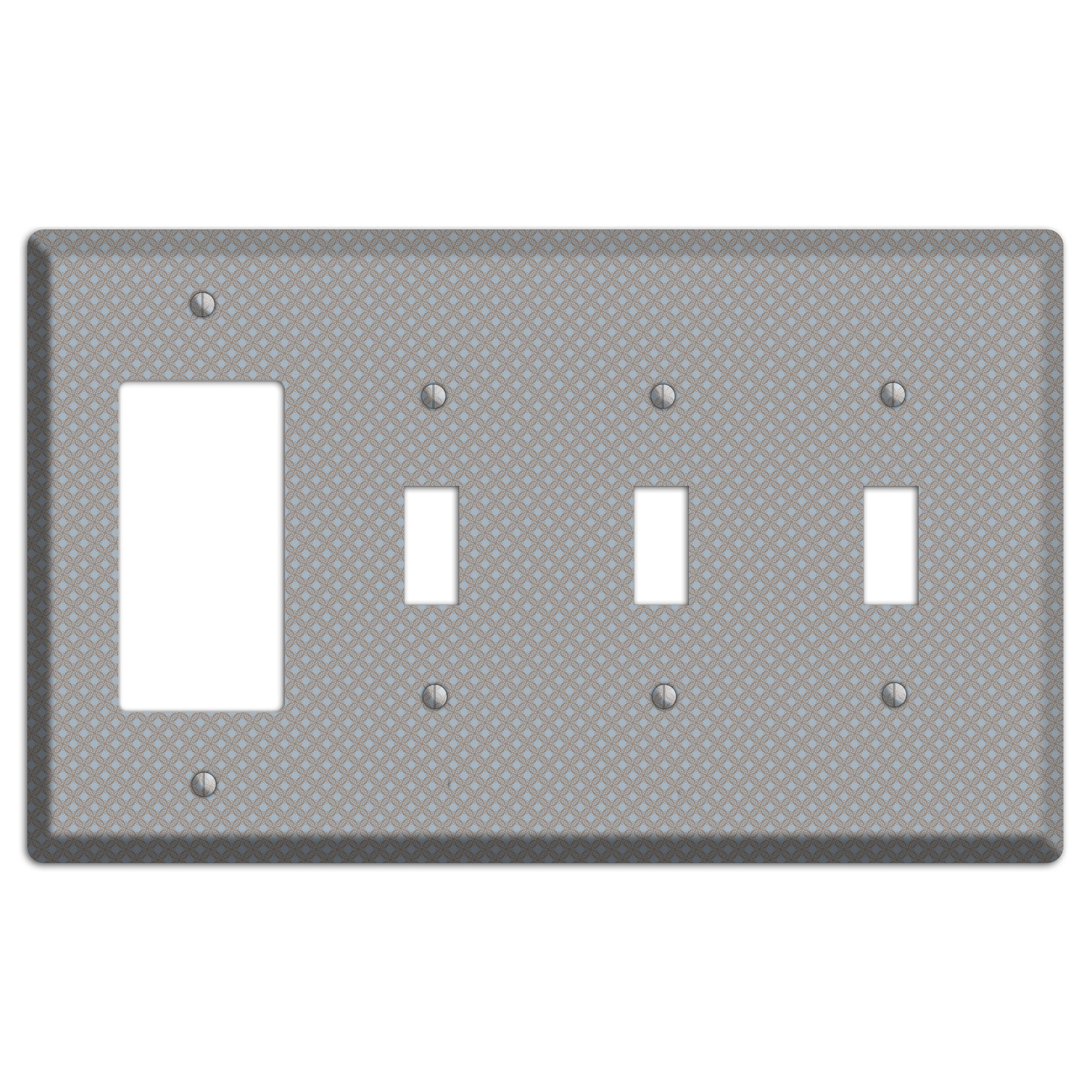 Multi Grey Lattice Rocker / 3 Toggle Wallplate