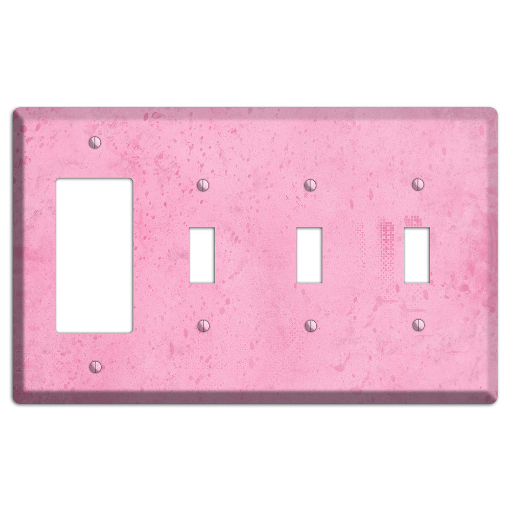 Illusion Pink Texture Rocker / 3 Toggle Wallplate