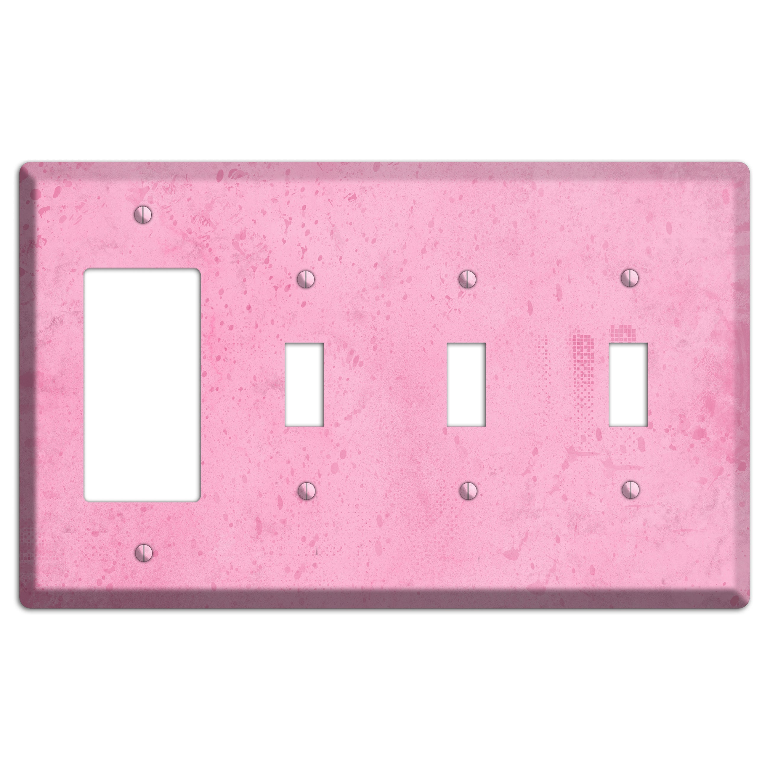 Illusion Pink Texture Rocker / 3 Toggle Wallplate