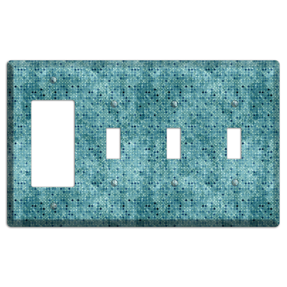 Turquoise Grunge Small Tile Rocker / 3 Toggle Wallplate