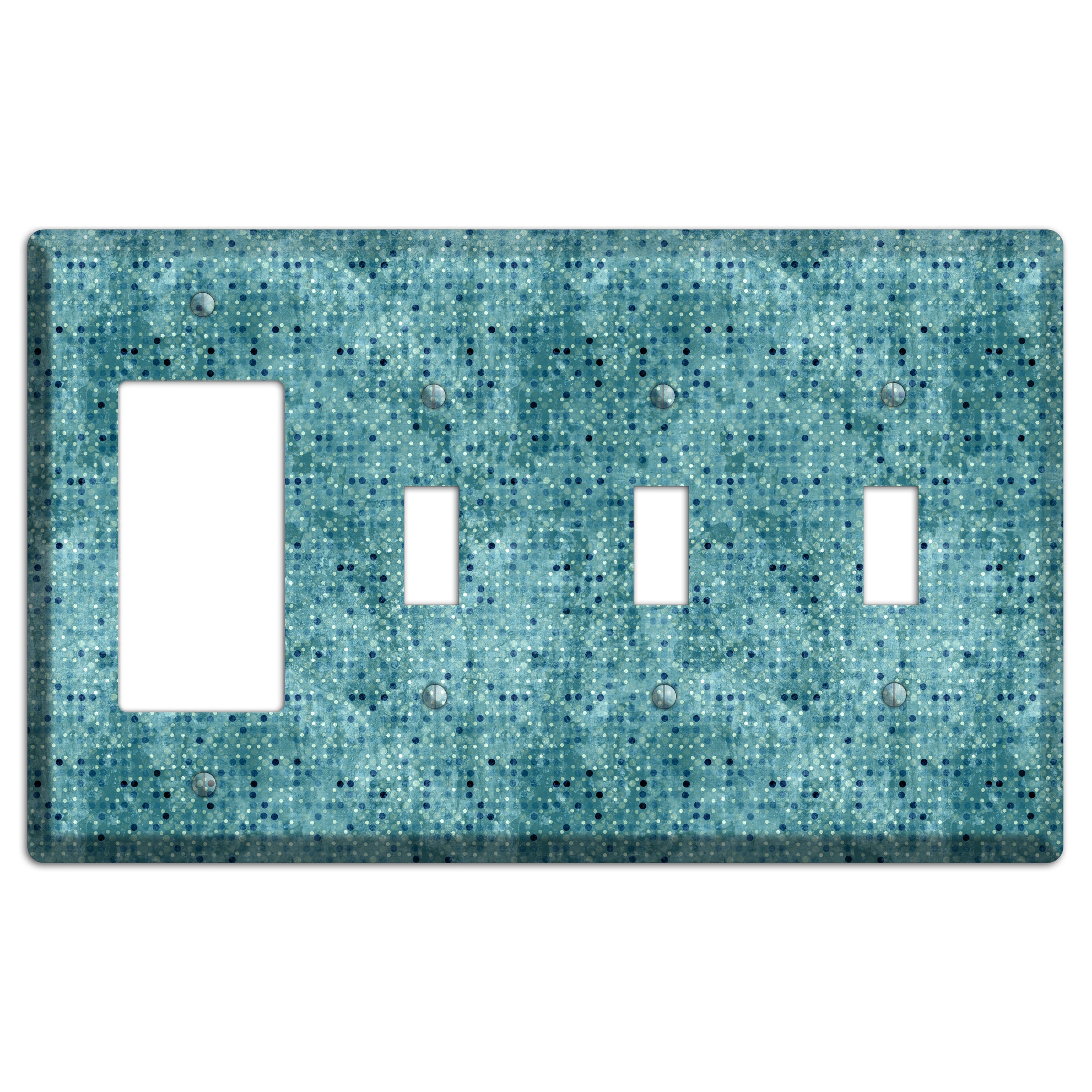 Turquoise Grunge Small Tile Rocker / 3 Toggle Wallplate