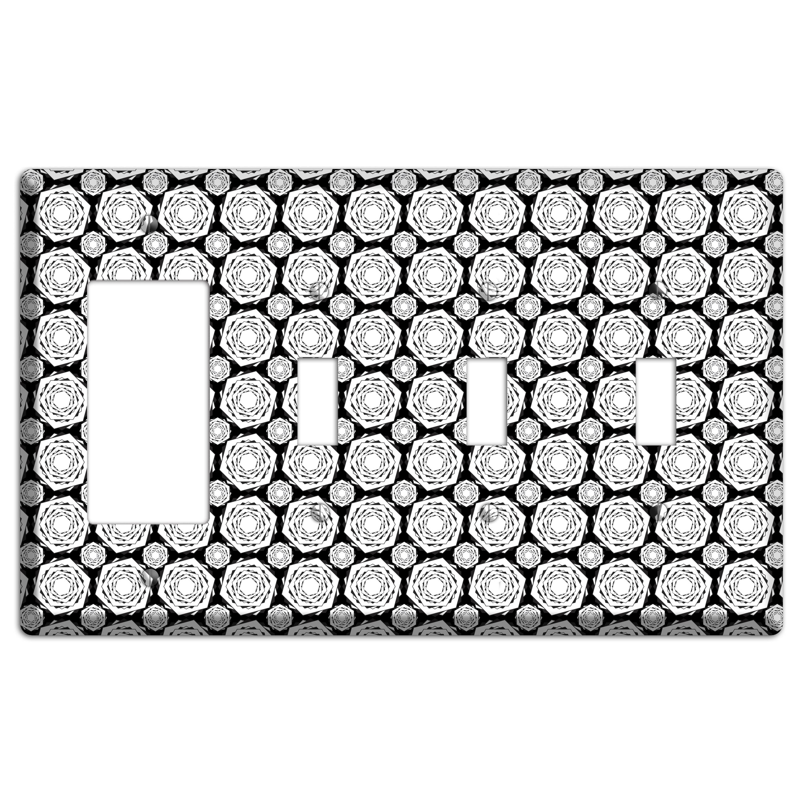 Overlay Hexagon Rotation Repeat 3 Rocker / 3 Toggle Wallplate