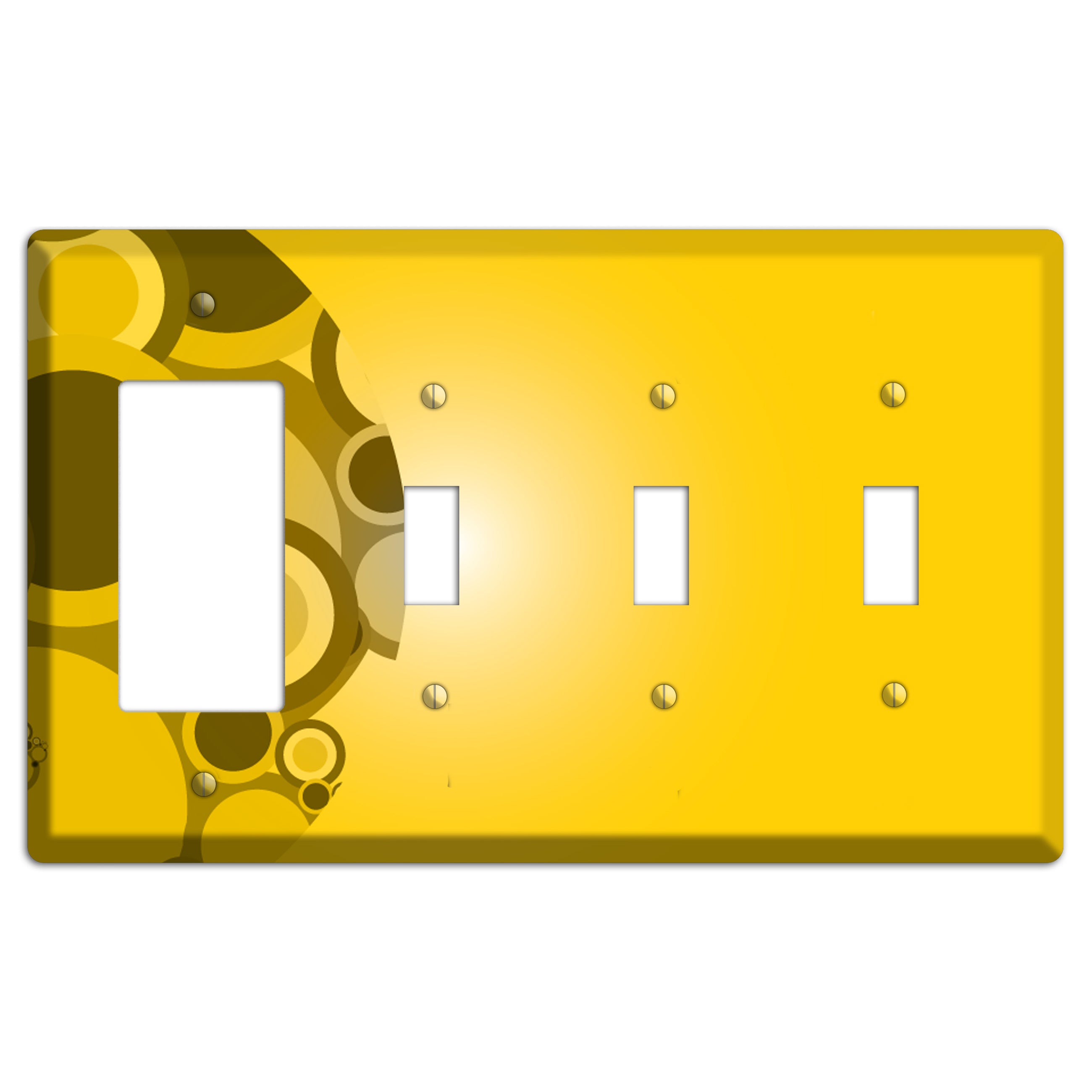Mustard Yellow Circles Rocker / 3 Toggle Wallplate