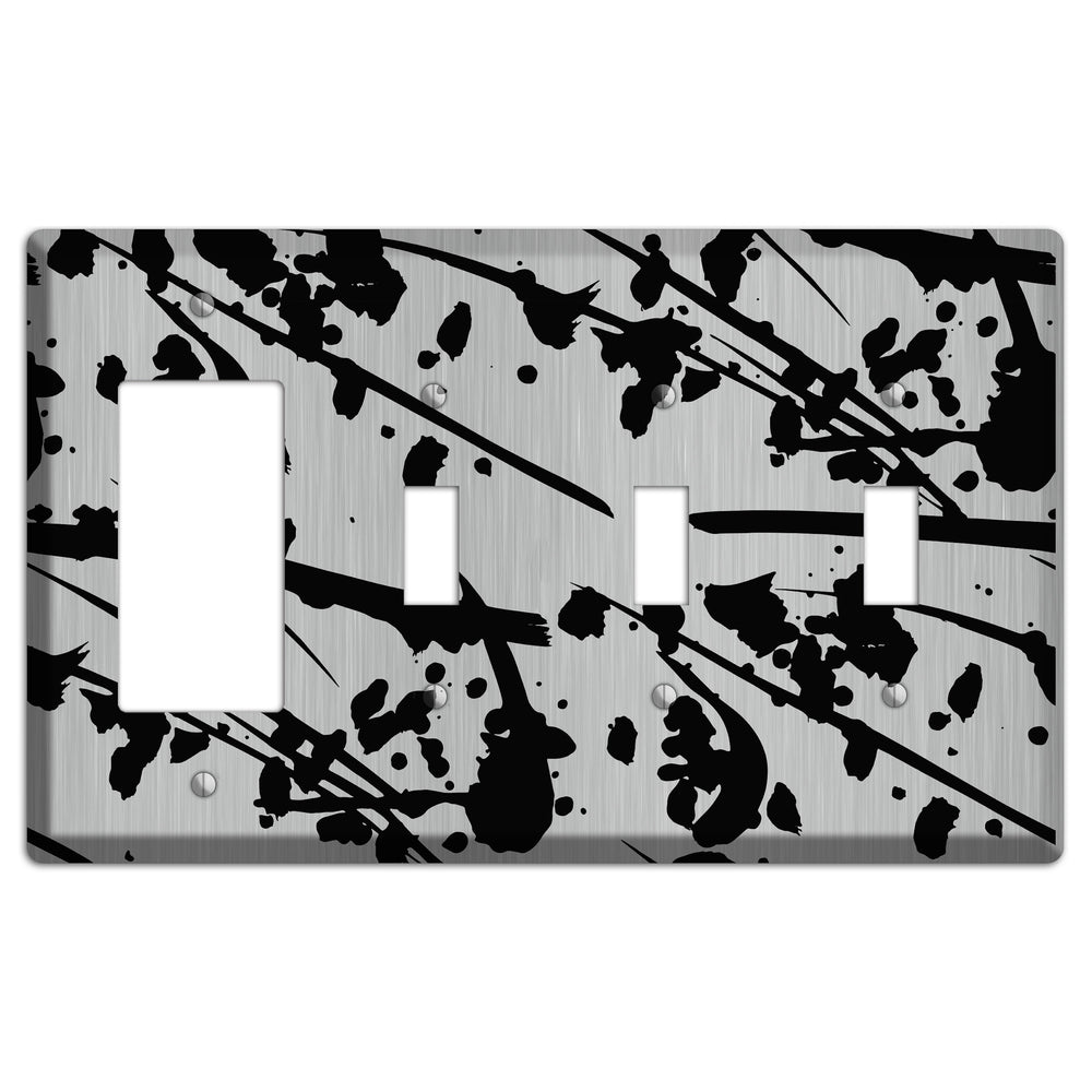 Ink Splash 6 Stainless Steel Rocker / 3 Toggle Wallplate