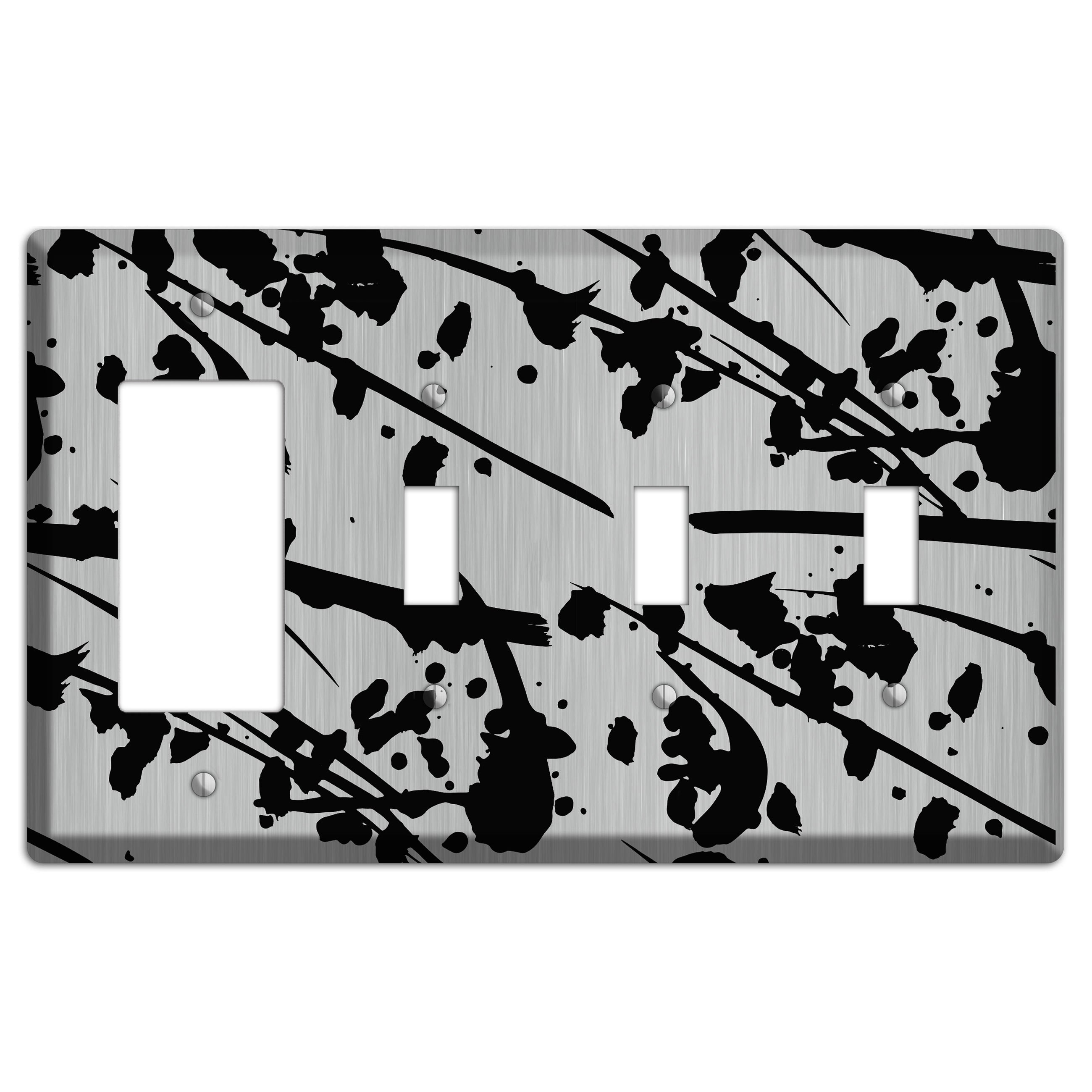 Ink Splash 6 Stainless Rocker / 3 Toggle Wallplate