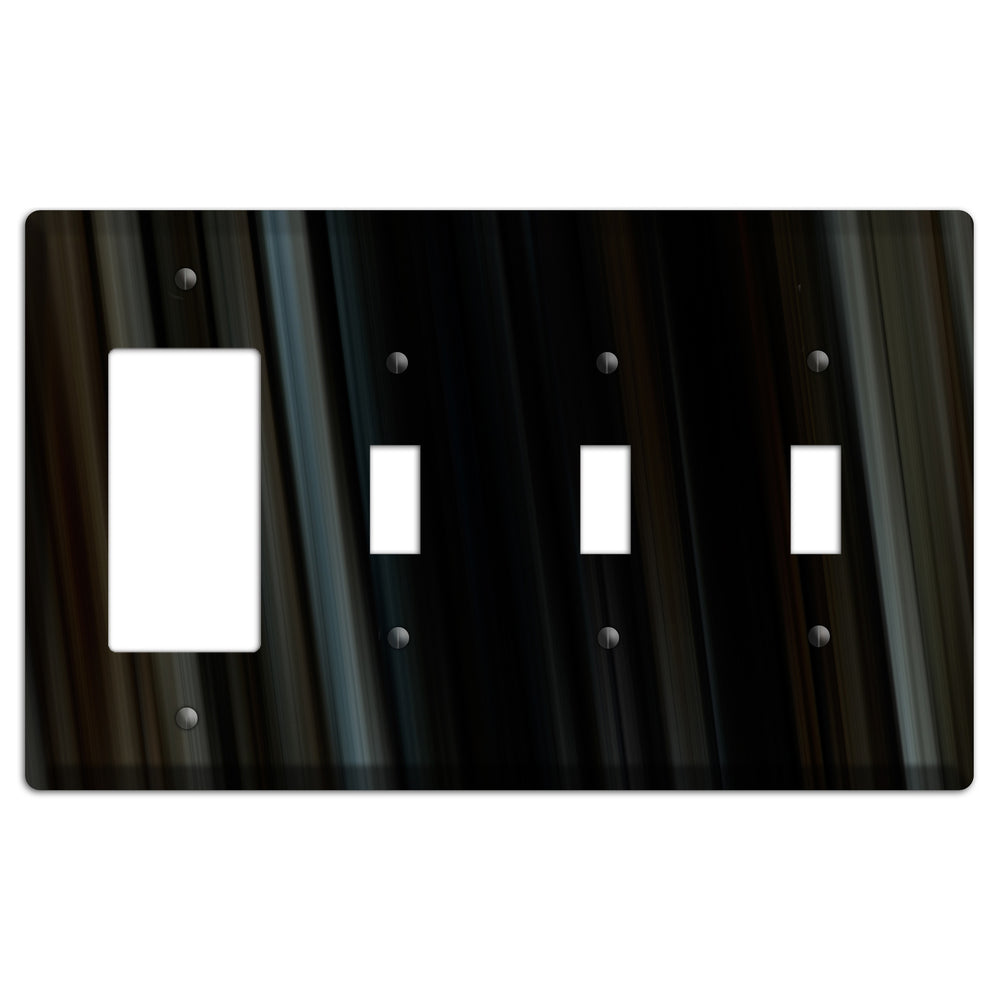 Black Ray of Light Rocker / 3 Toggle Wallplate