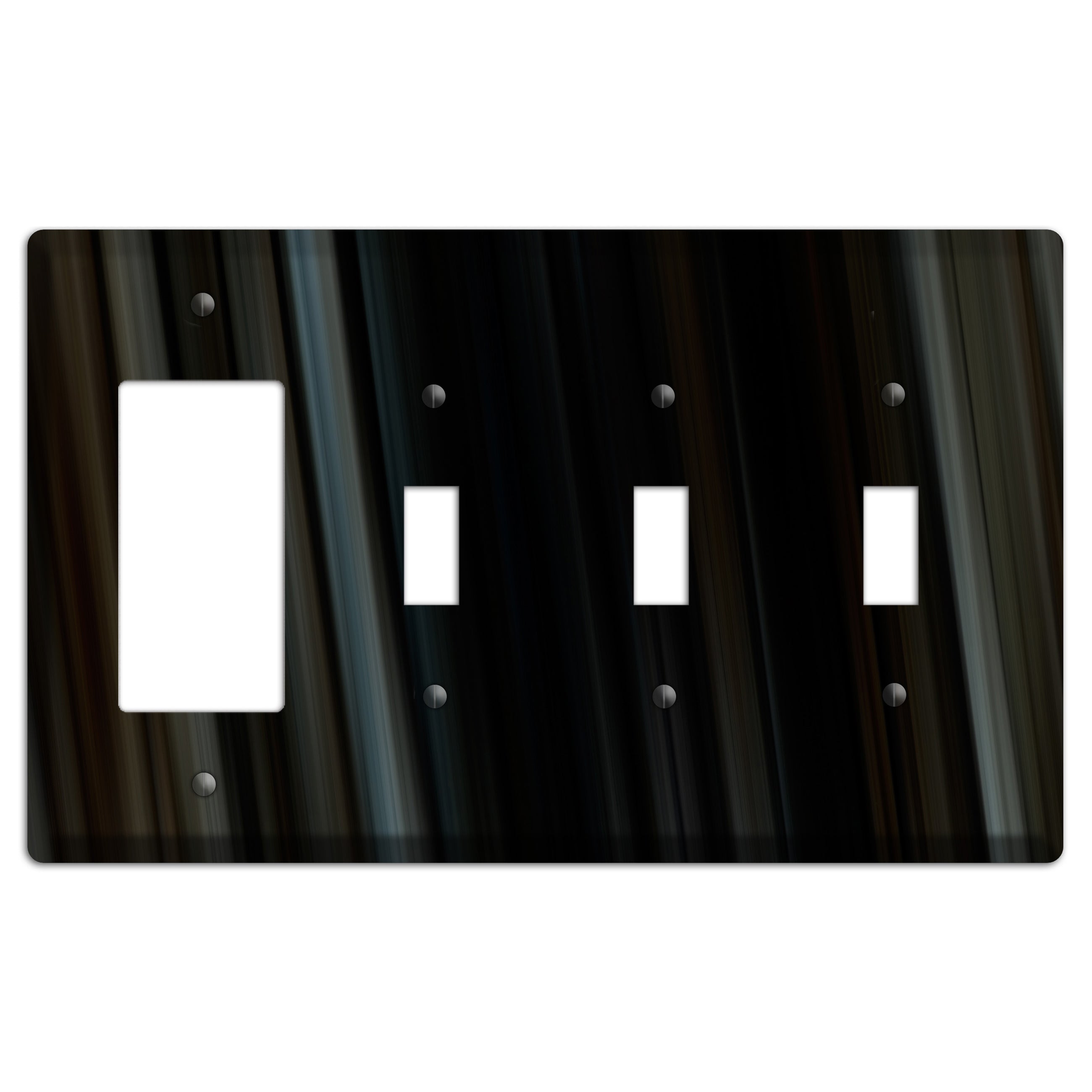 Black Ray of Light Rocker / 3 Toggle Wallplate