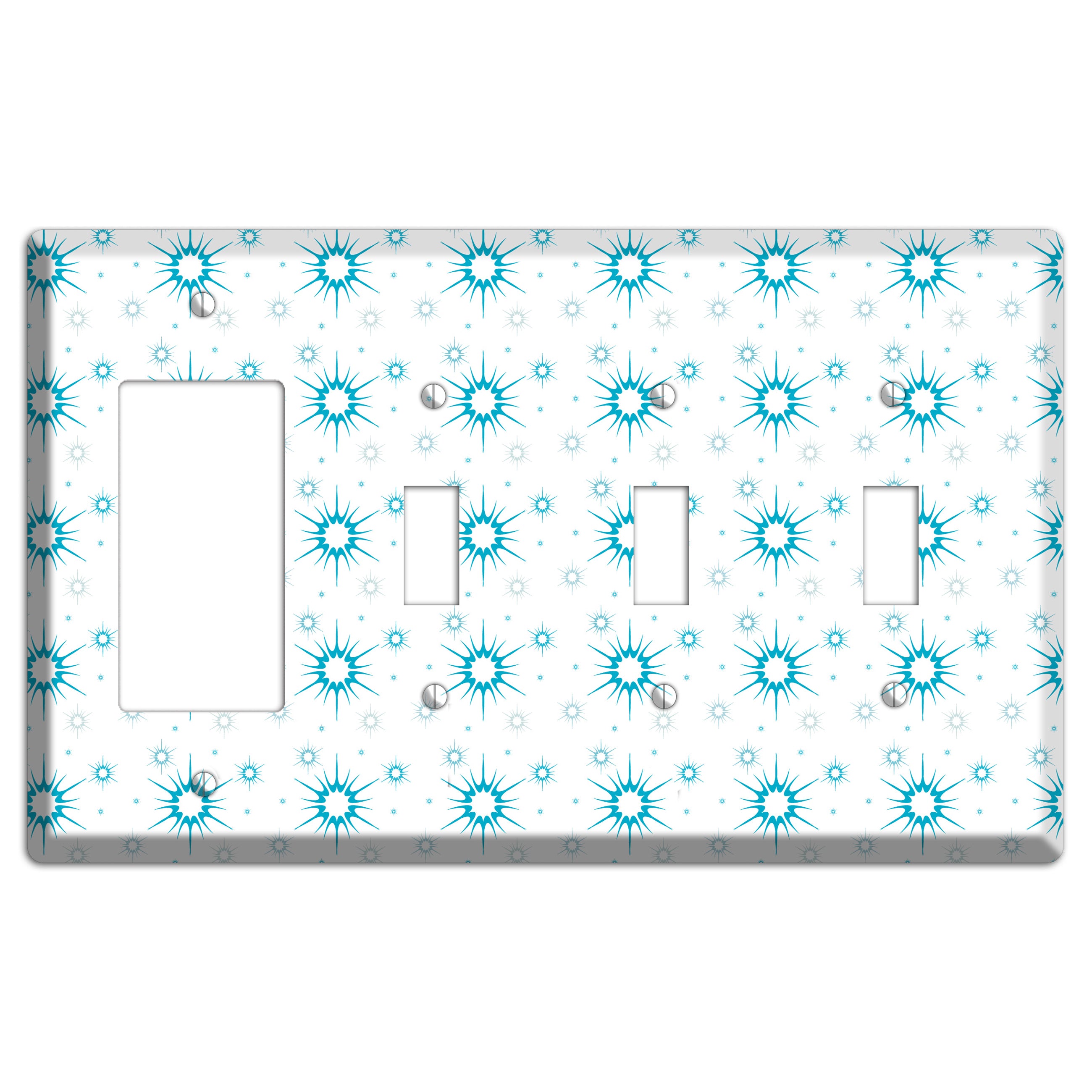 Blue Retro Burst Rocker / 3 Toggle Wallplate