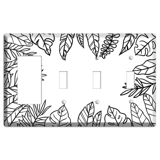 Hand-Drawn Leaves 5 Rocker / 3 Toggle Wallplate