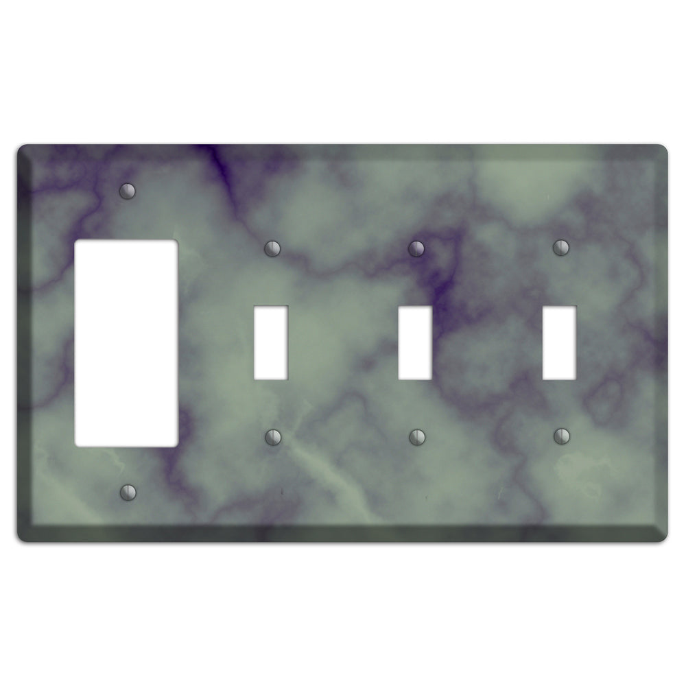 Mid Gray Marble Rocker / 3 Toggle Wallplate