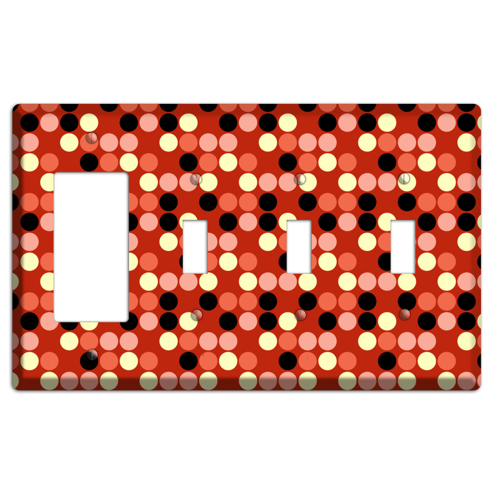 Multi Color Red Dots Rocker / 3 Toggle Wallplate