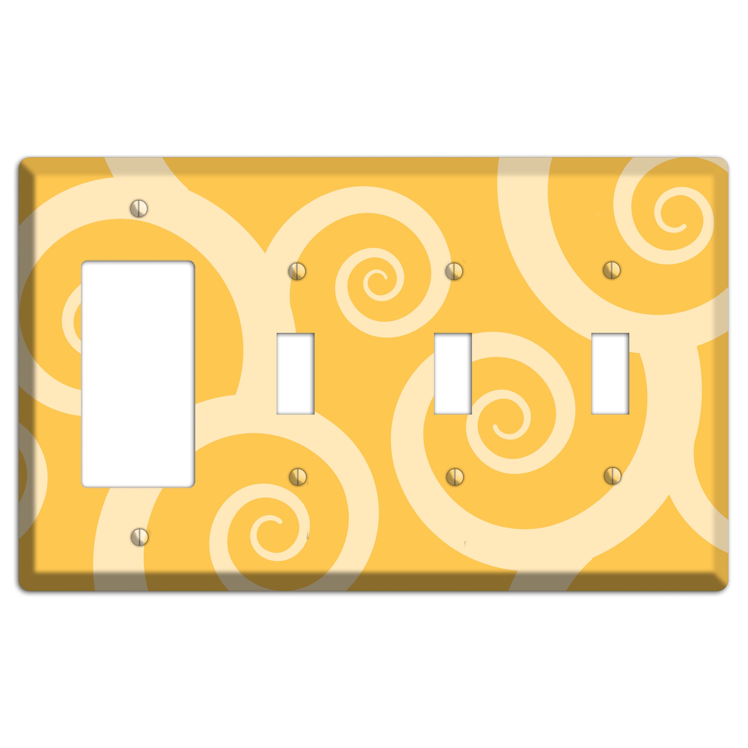 Yellow Tones Large Swirl Rocker / 3 Toggle Wallplate