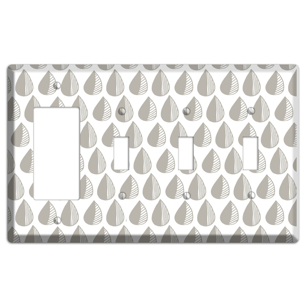 Simple Scandanavian Style MM Rocker / 3 Toggle Wallplate