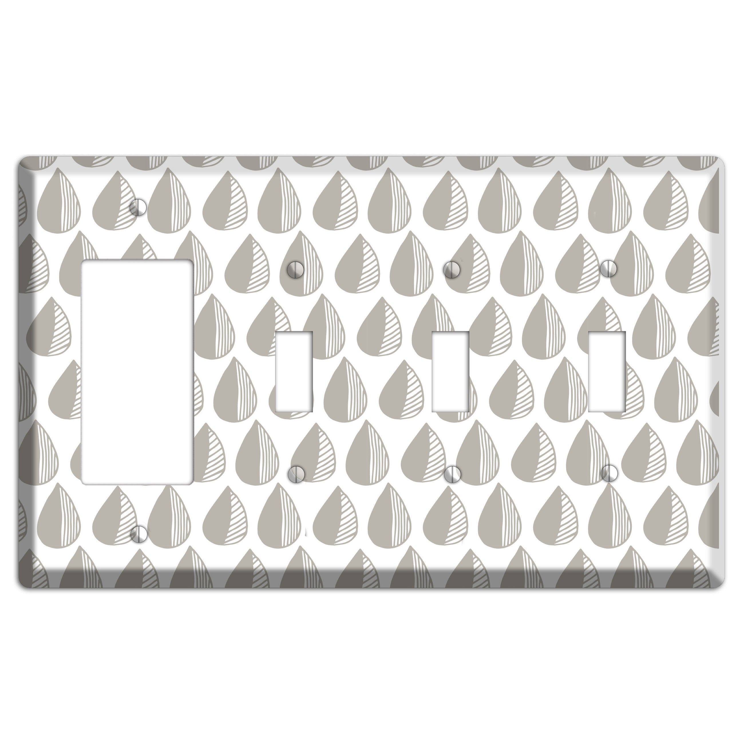 Simple Scandanavian Style MM Rocker / 3 Toggle Wallplate