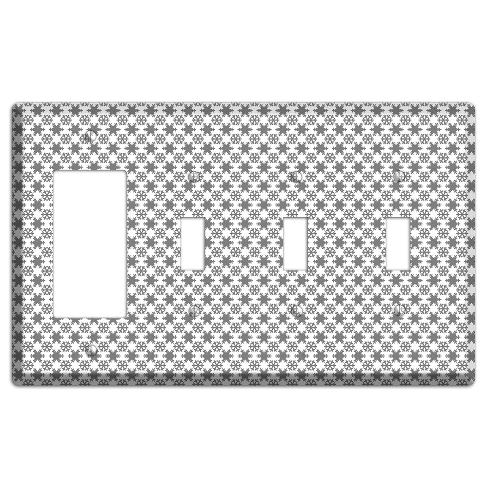 Grey Snowflakes Rocker / 3 Toggle Wallplate
