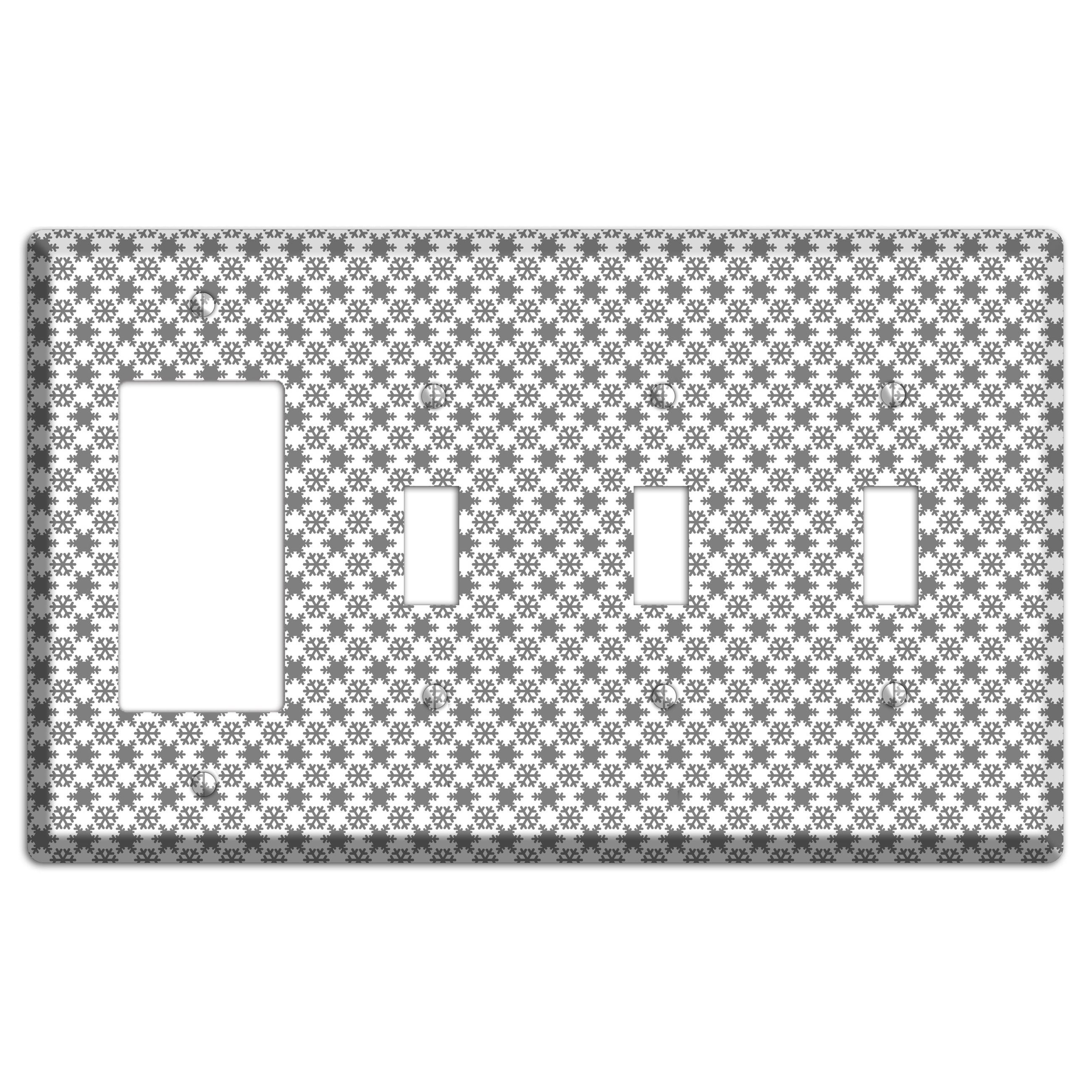 Grey Snowflakes Rocker / 3 Toggle Wallplate