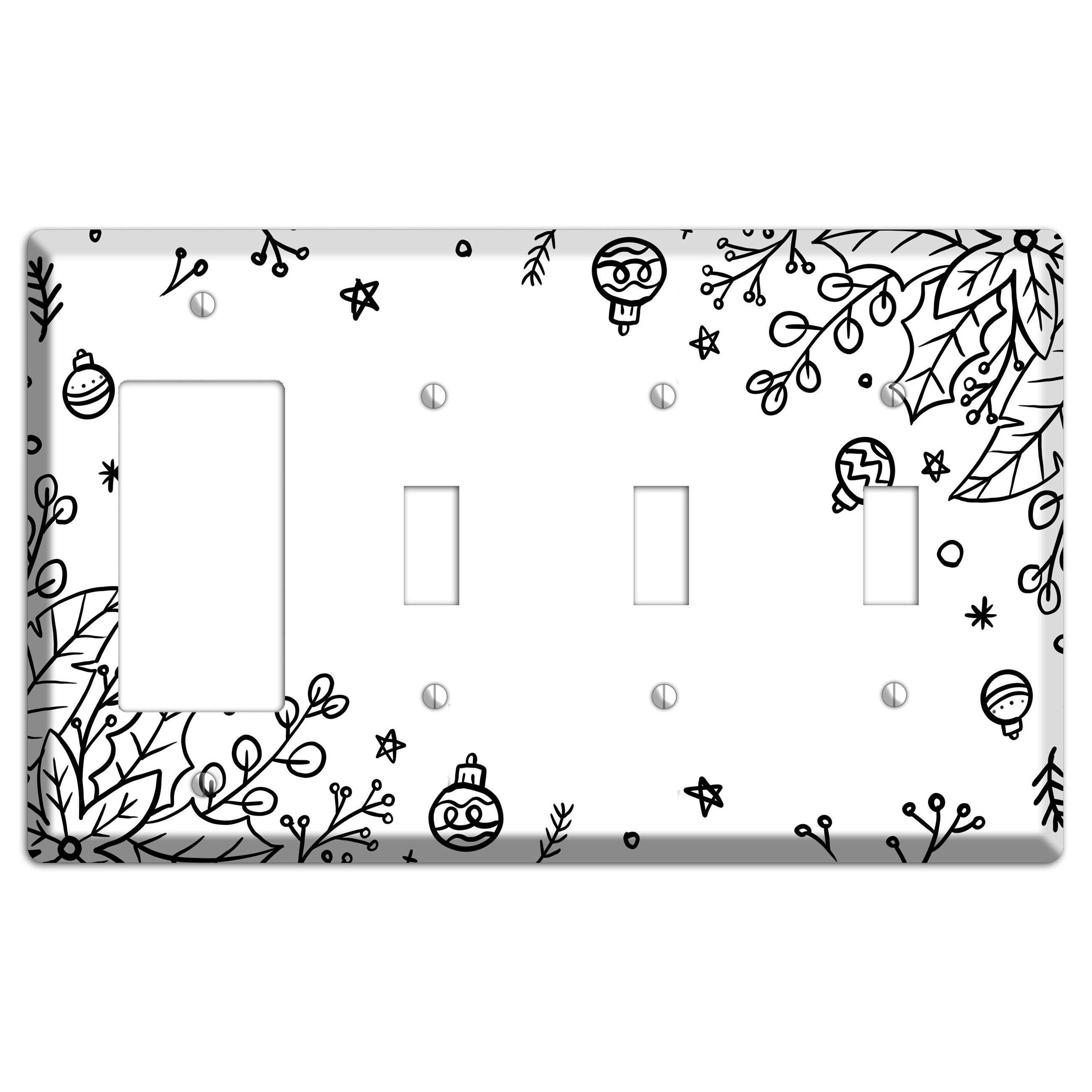 Cartoon Christmas 1 Rocker / 3 Toggle Wallplate