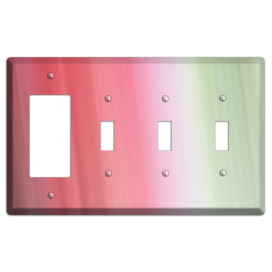 Coral Pink Ray of Light Rocker / 3 Toggle Wallplate