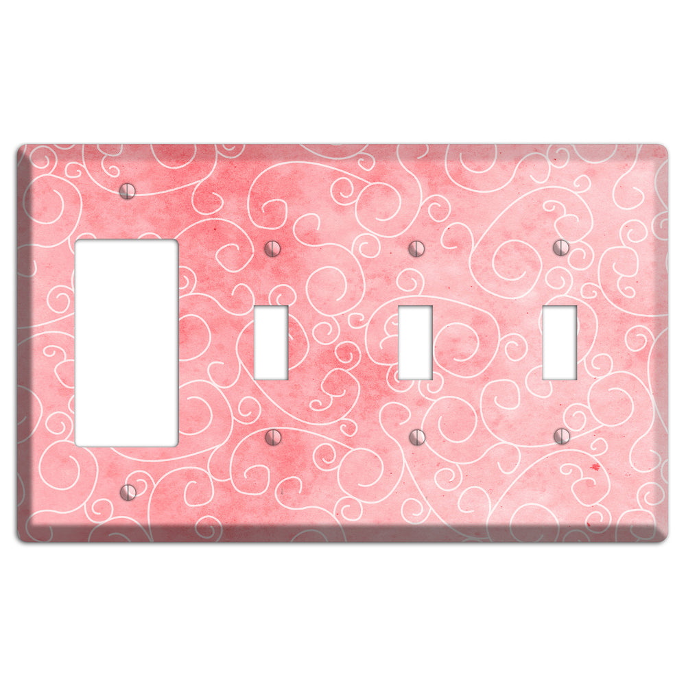 Azalea Soft Coral Rocker / 3 Toggle Wallplate