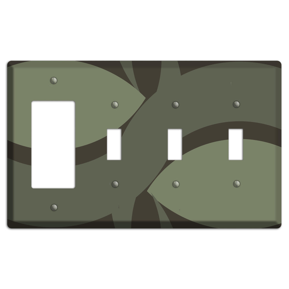 Olive Abstract Rocker / 3 Toggle Wallplate