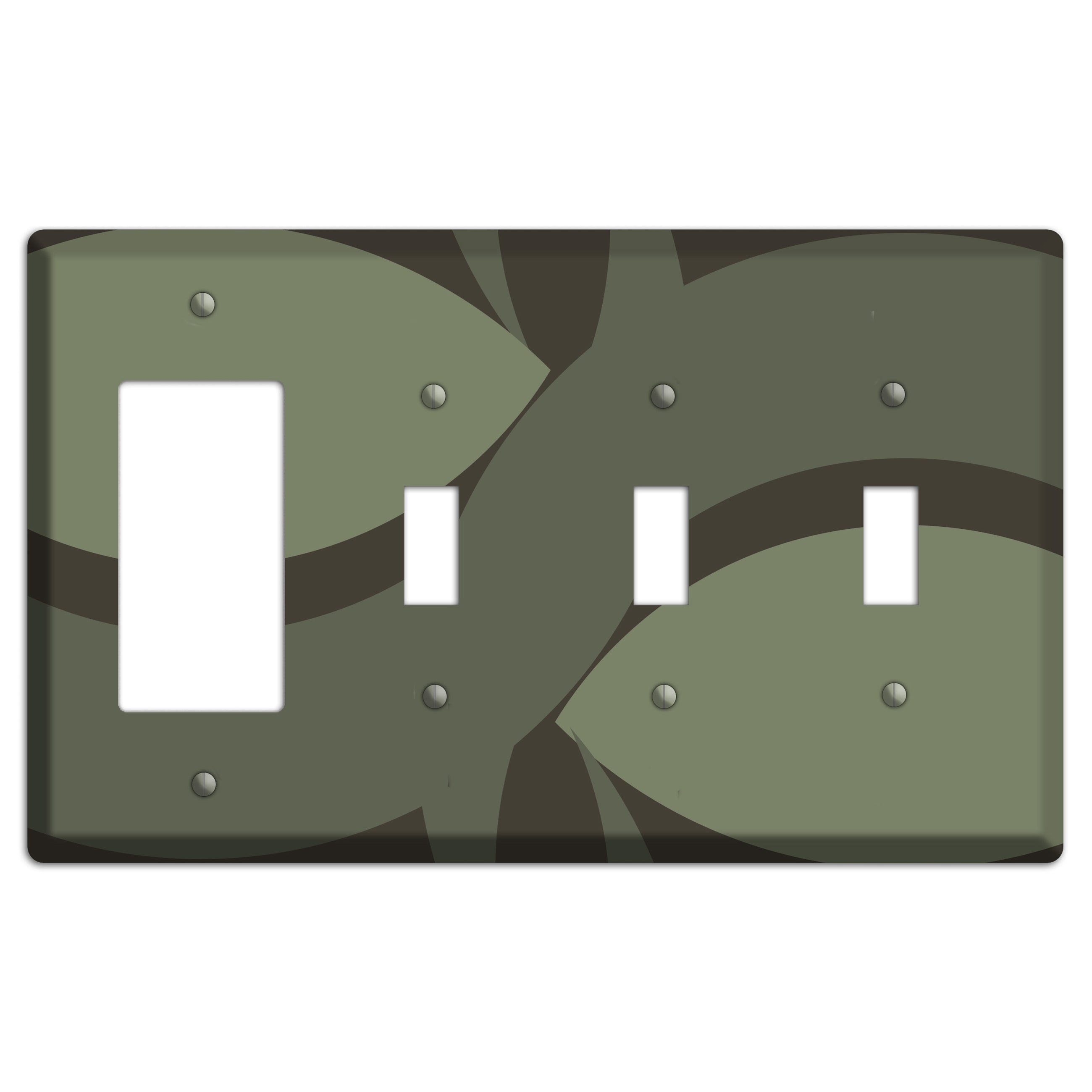 Olive Abstract Rocker / 3 Toggle Wallplate