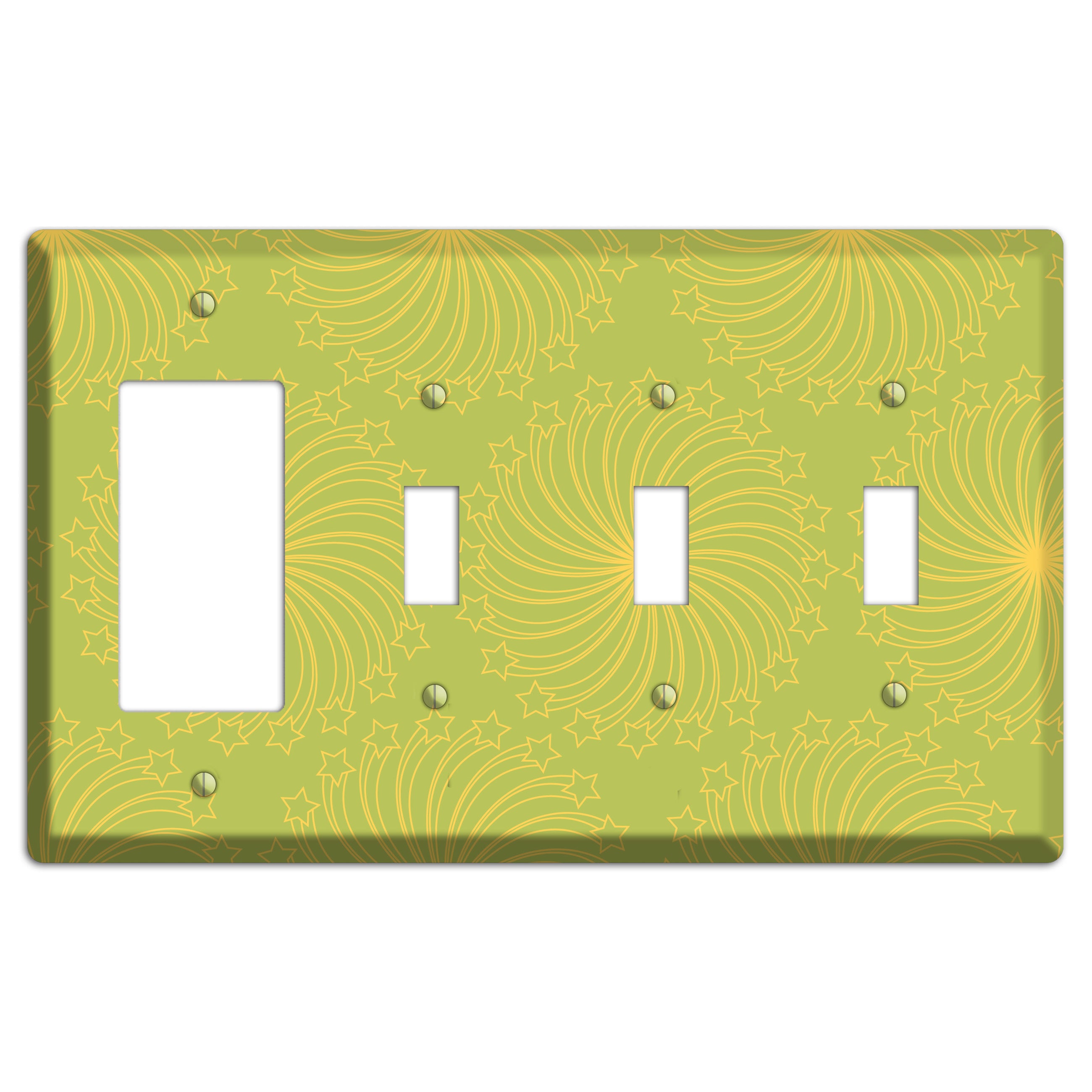 Multi Lime Star Swirl Rocker / 3 Toggle Wallplate
