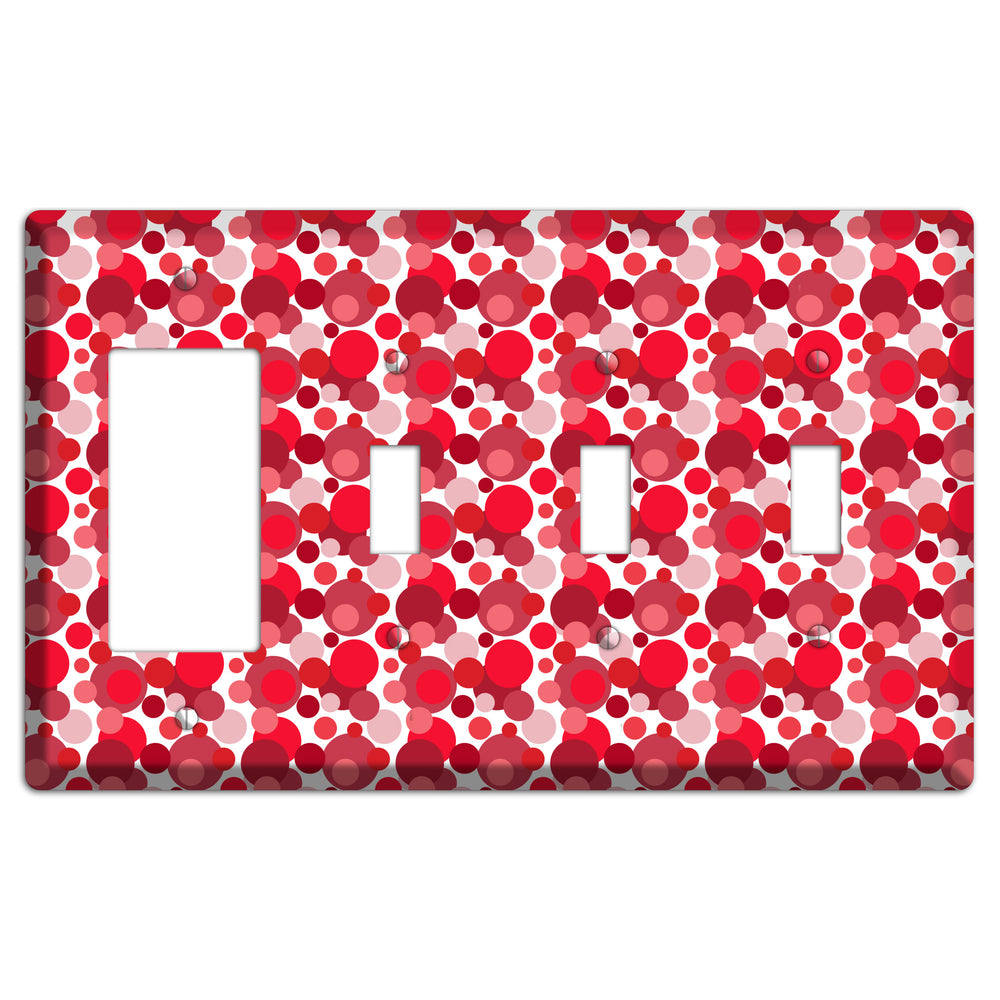 Multi Red Bubble Dots Rocker / 3 Toggle Wallplate