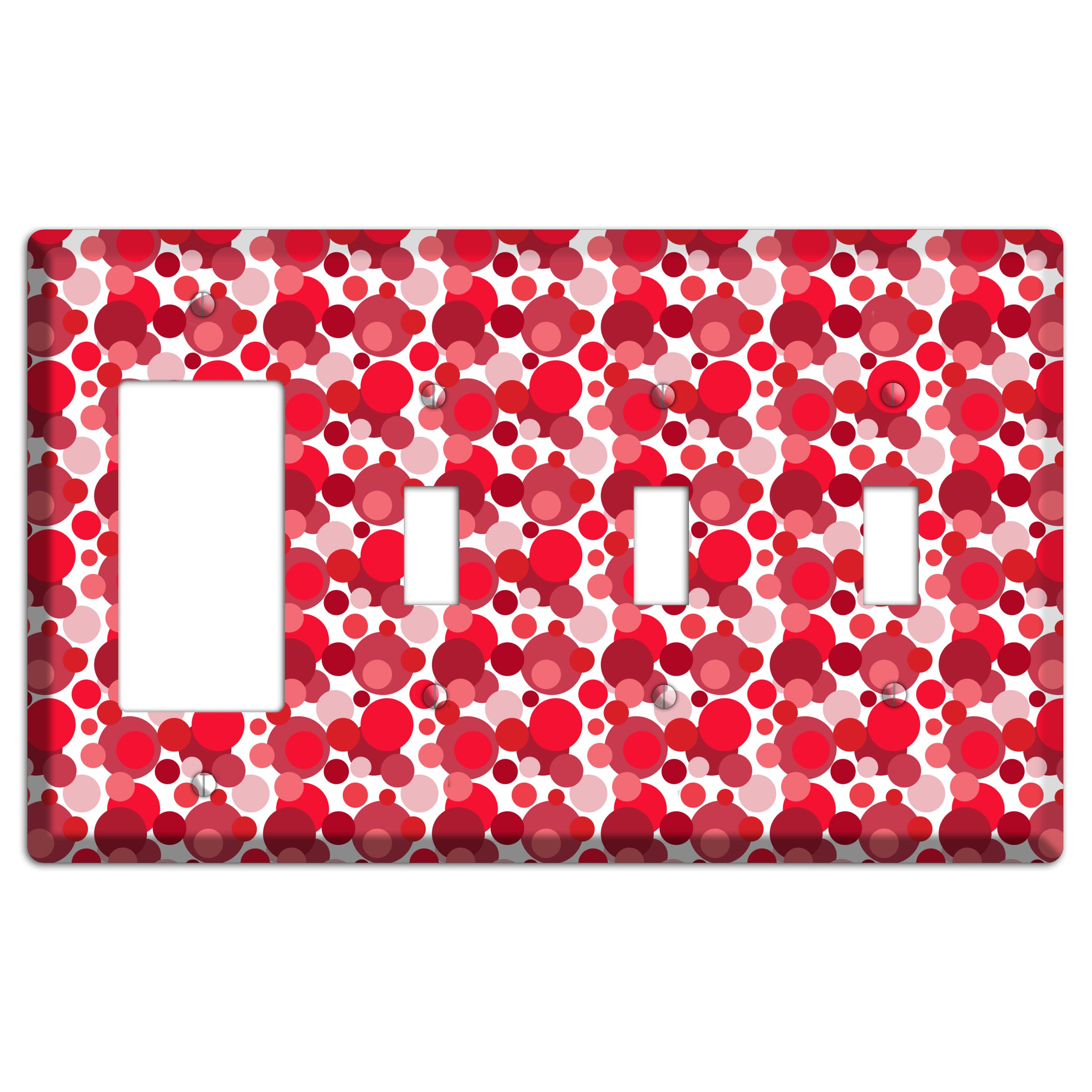Multi Red Bubble Dots Rocker / 3 Toggle Wallplate