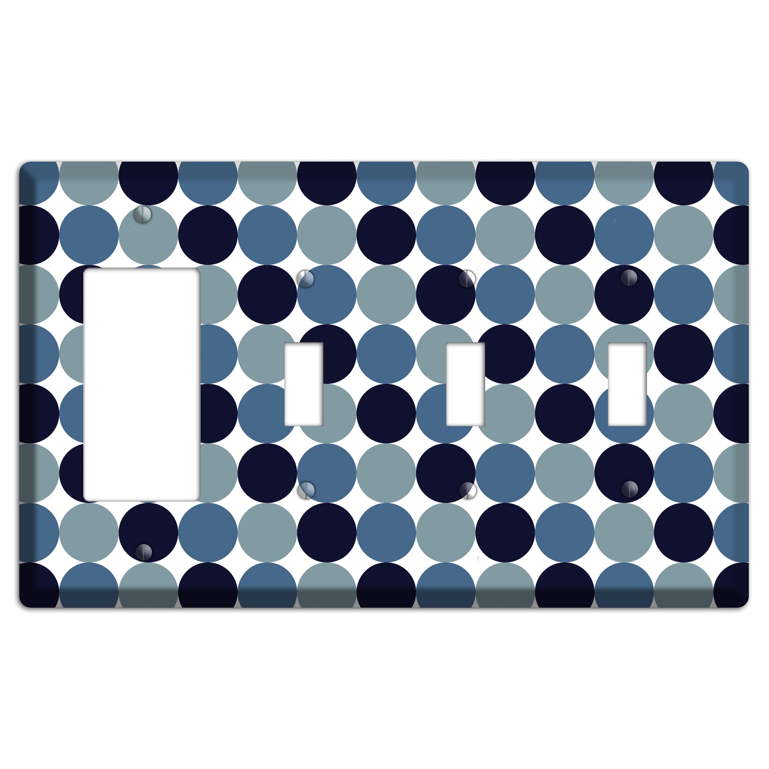 Multi Dusty Blue Tiled Dots Rocker / 3 Toggle Wallplate