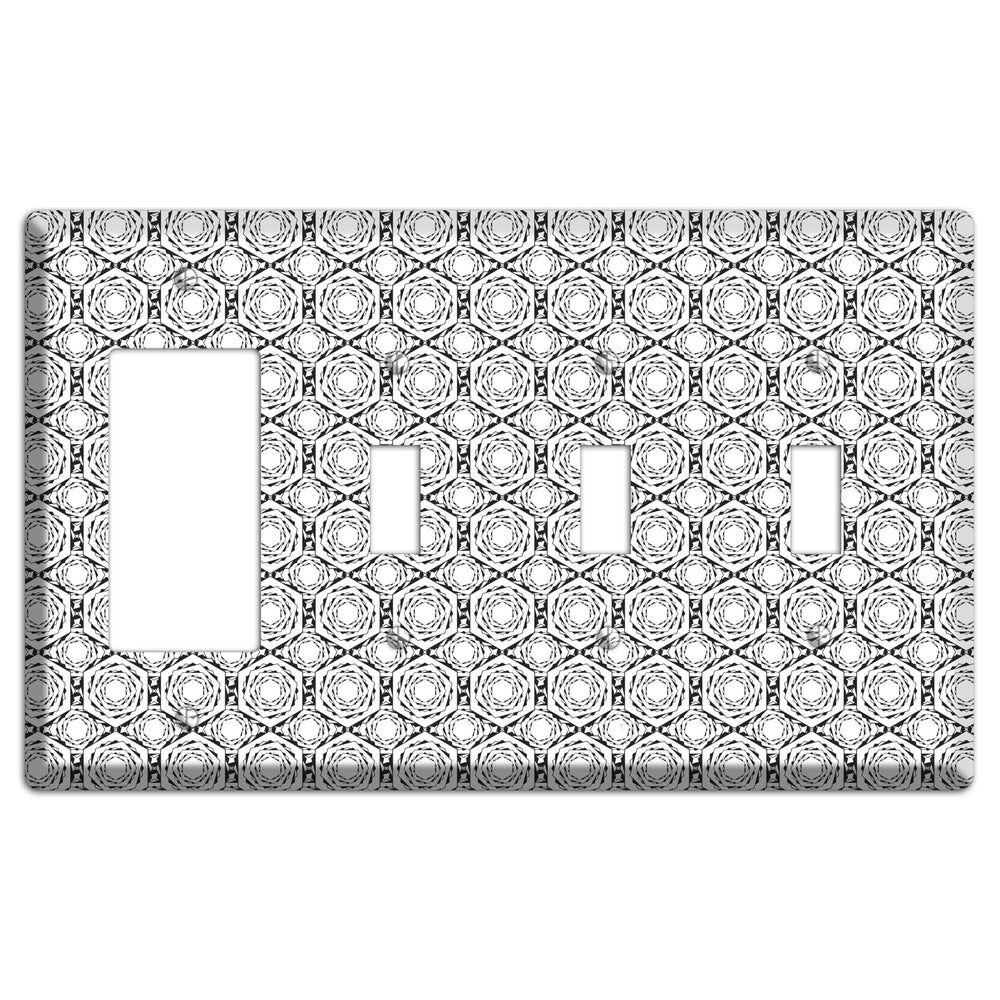 Overlay Hexagon Rotation Repeat Rocker / 3 Toggle Wallplate