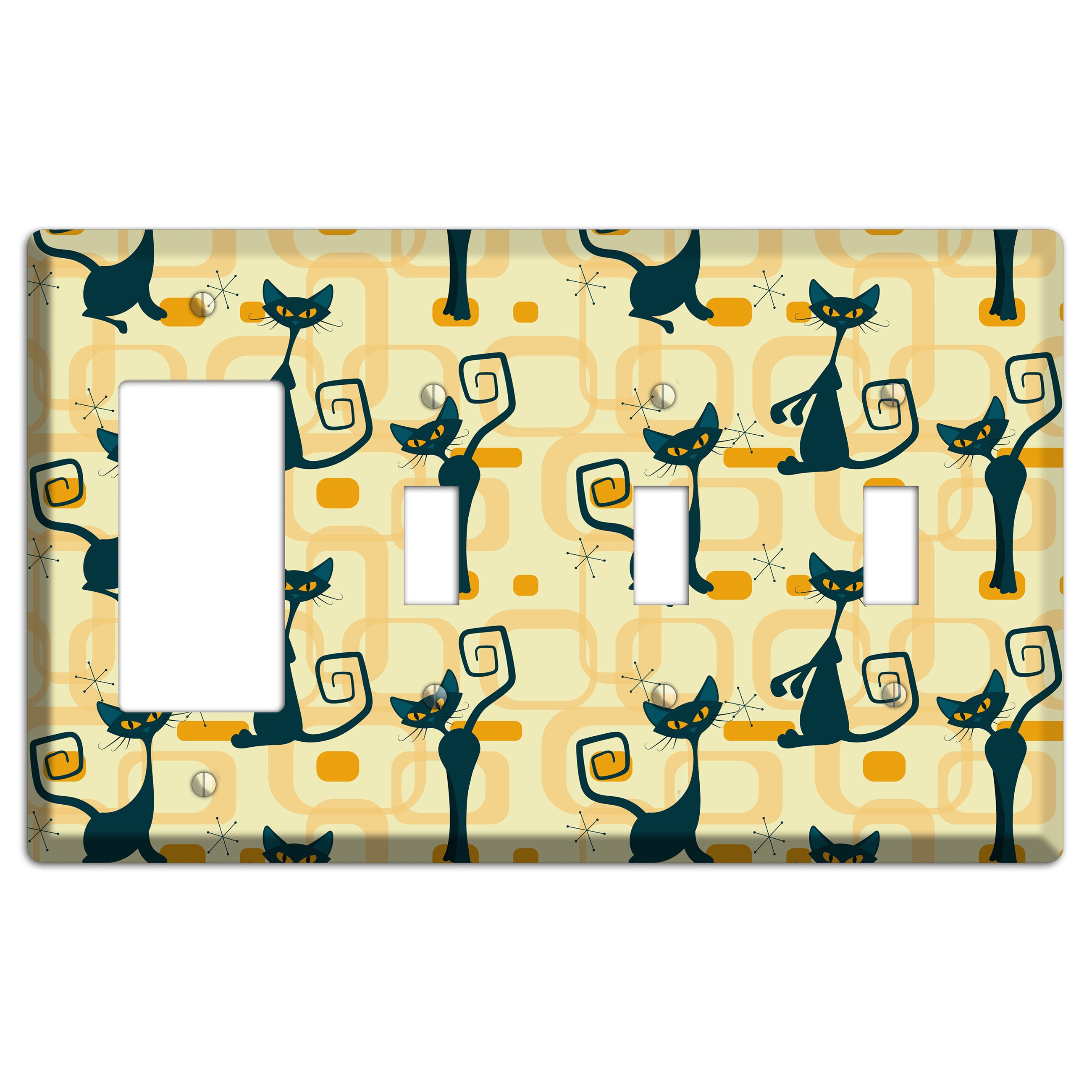 Navy Kitties Rocker / 3 Toggle Wallplate