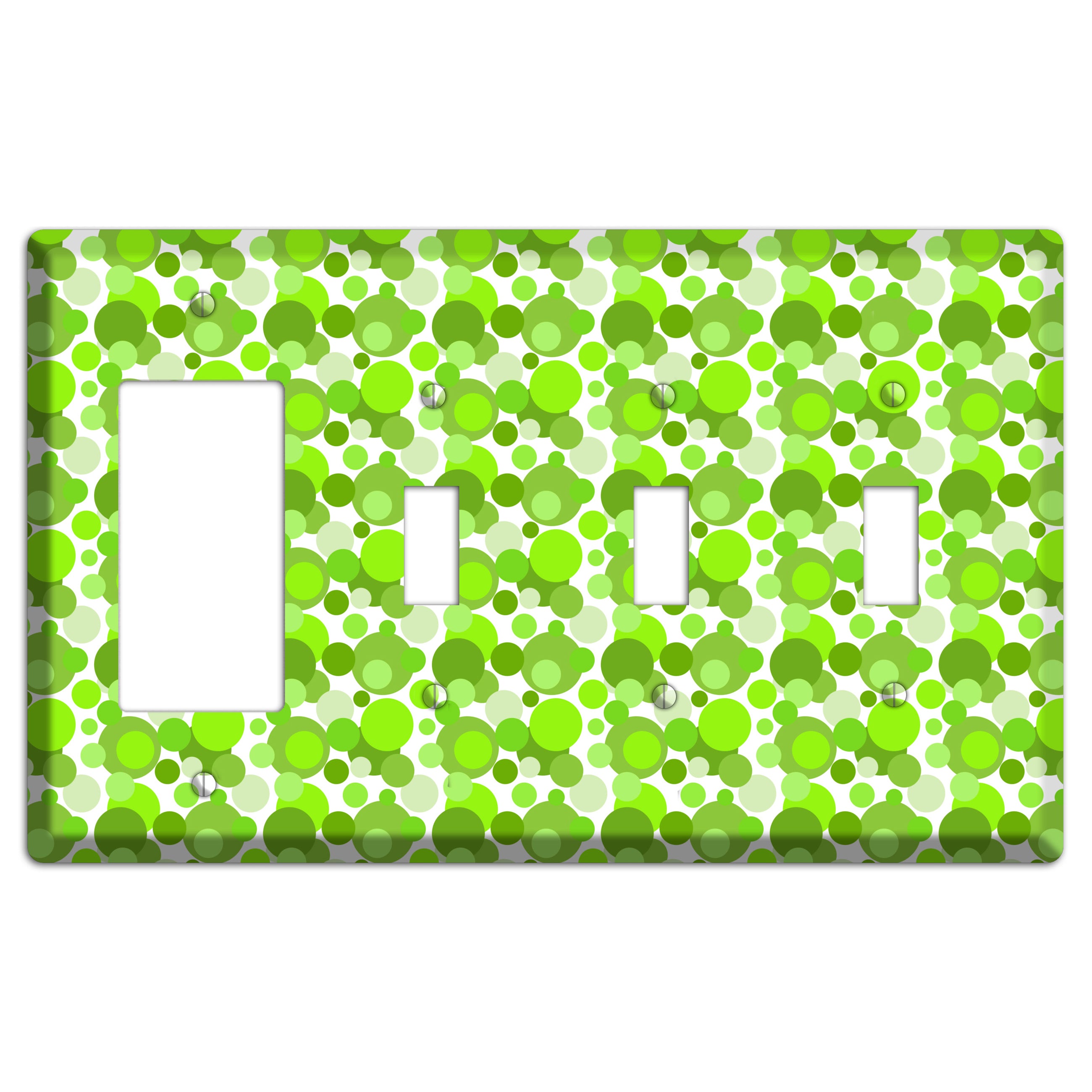 Multi Green Bubble Dots Rocker / 3 Toggle Wallplate