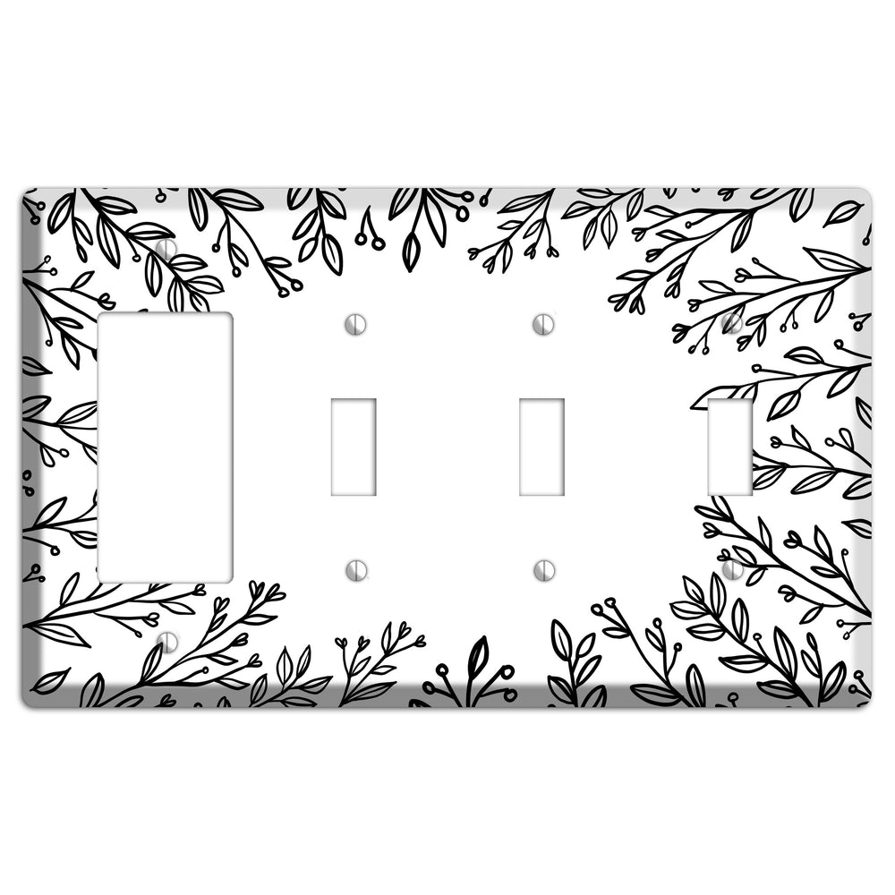 Hand-Drawn Floral 27 Rocker / 3 Toggle Wallplate