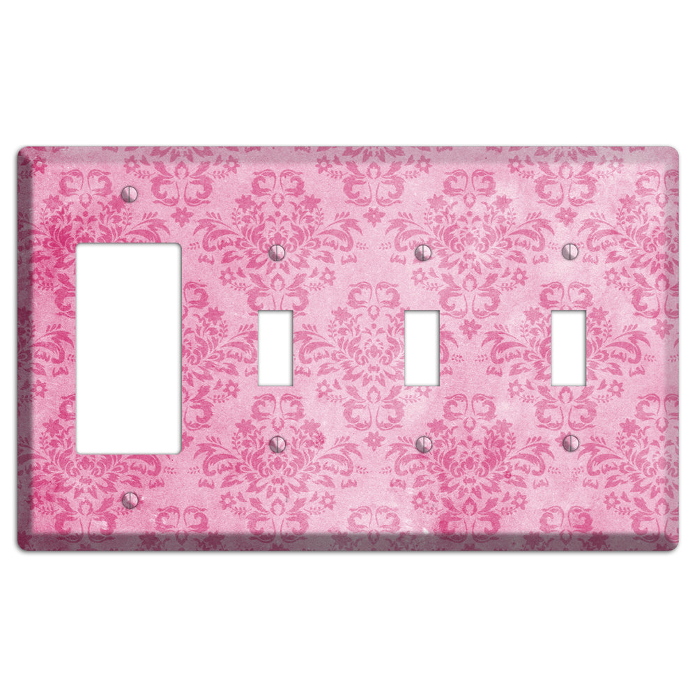 Beauty Bush Pink Texture Rocker / 3 Toggle Wallplate