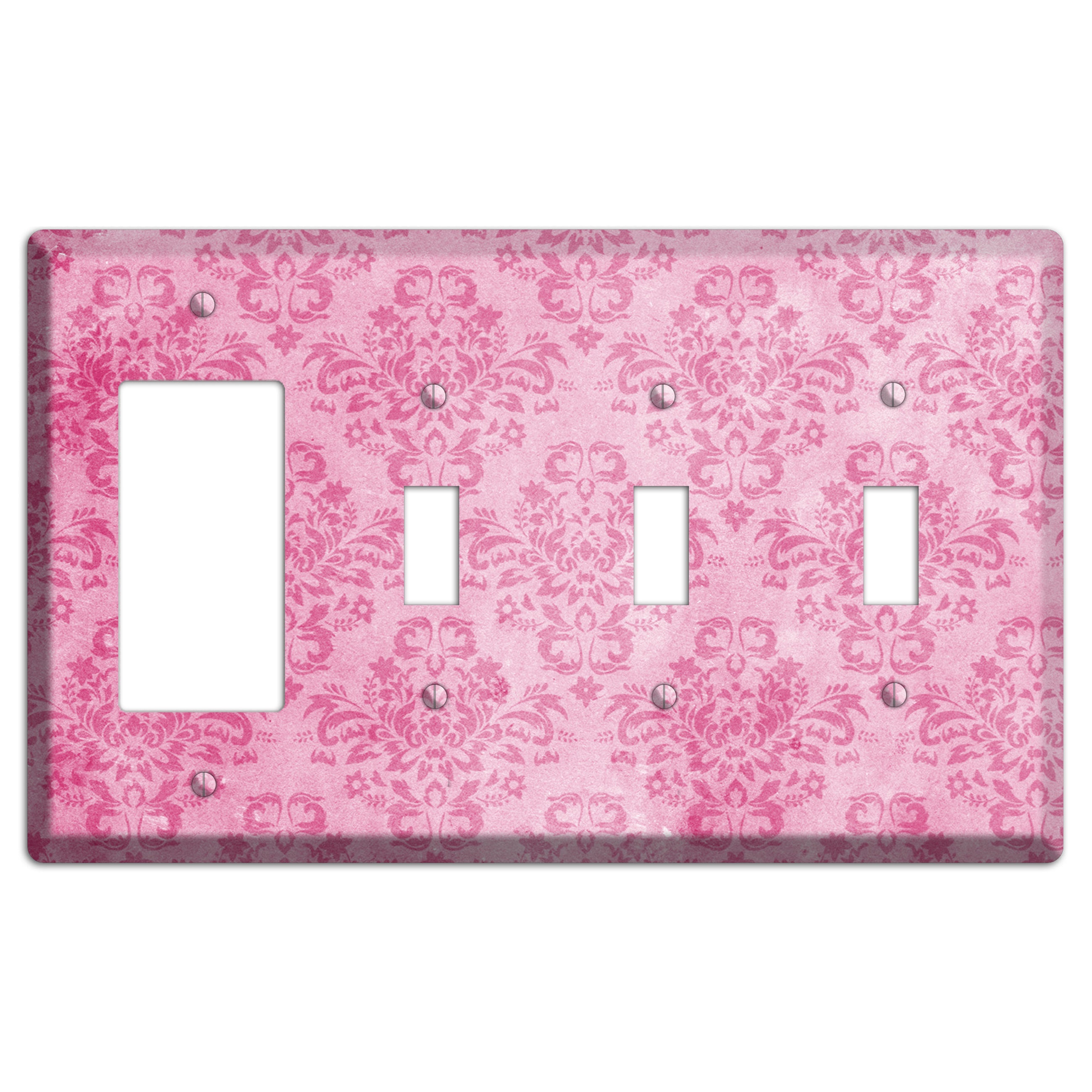 Beauty Bush Pink Texture Rocker / 3 Toggle Wallplate