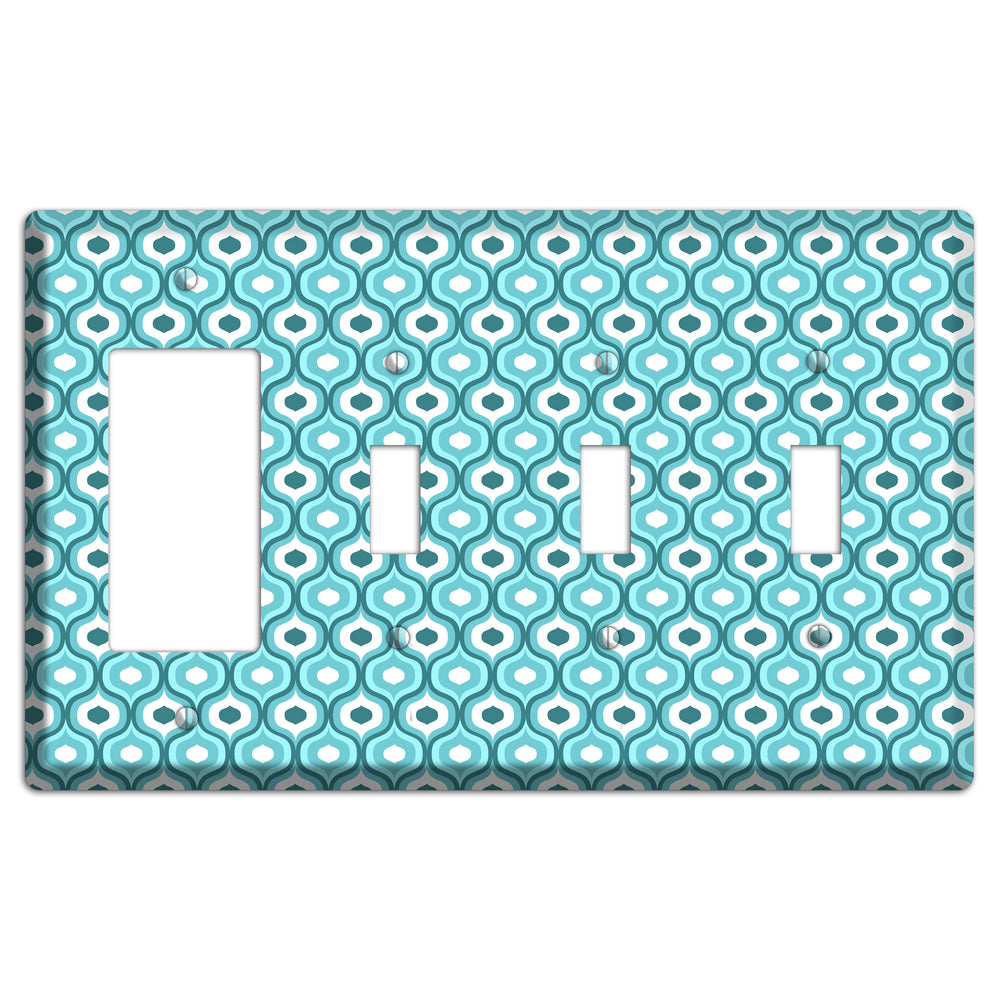 Multi Turquoise Double Scallop 2 Rocker / 3 Toggle Wallplate
