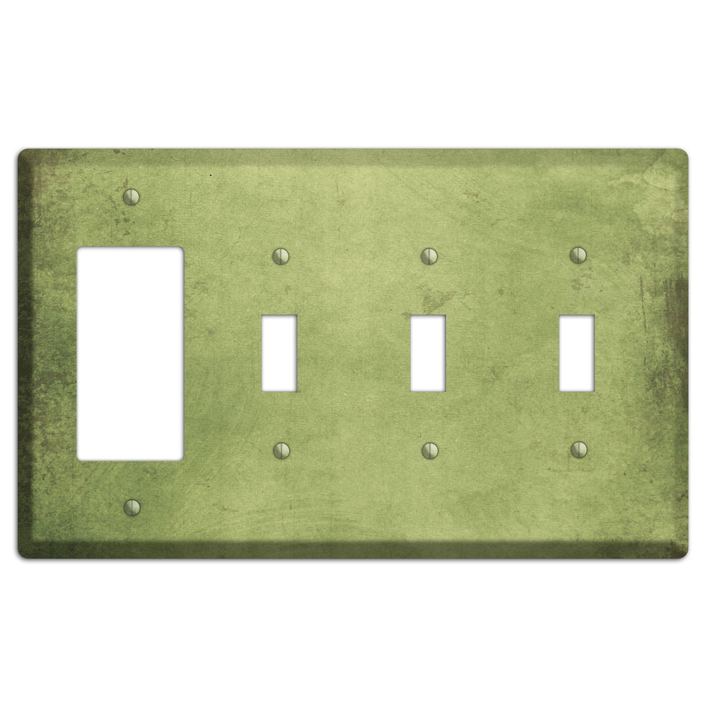 Green Smoke Vintage Grunge Rocker / 3 Toggle Wallplate