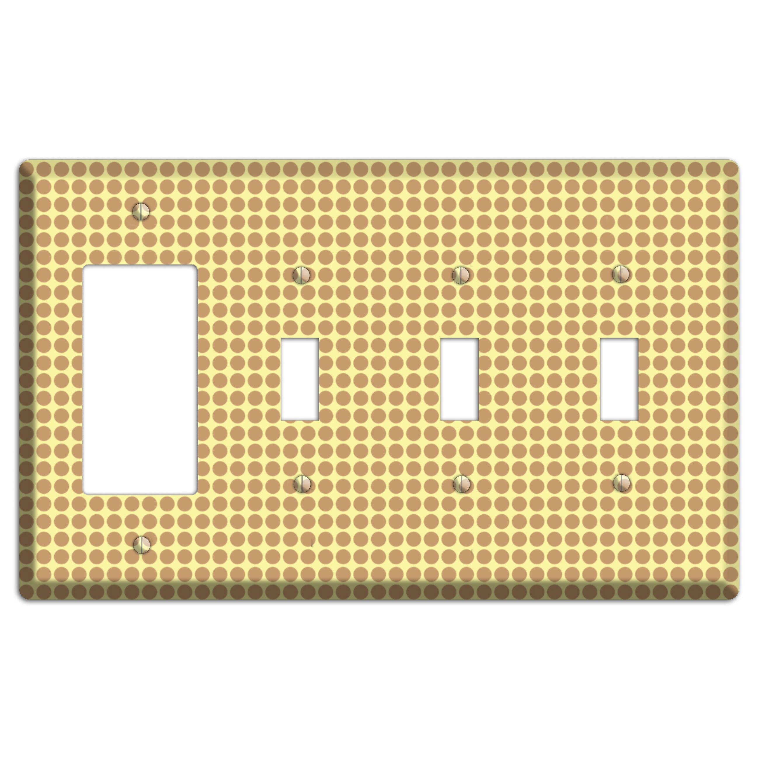 Yellow with Light Brown Tiled Small Dots Rocker / 3 Toggle Wallplate