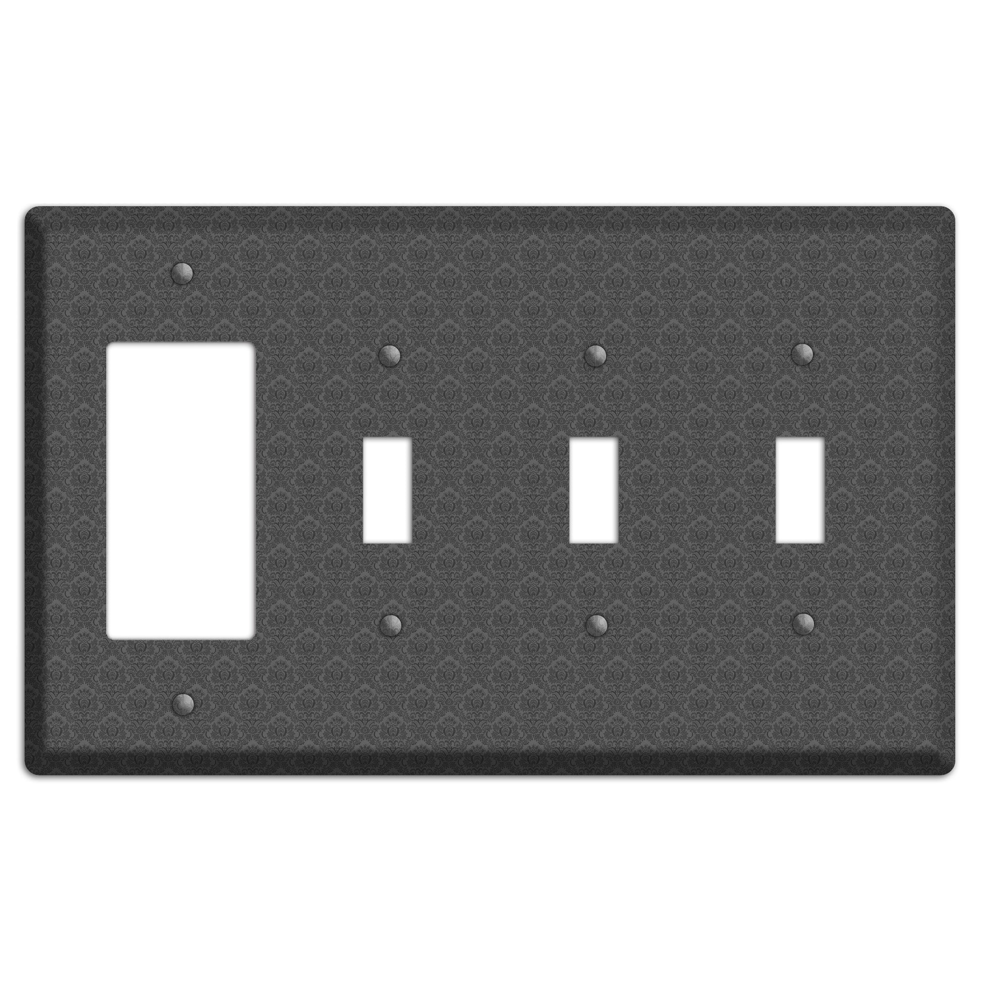 Dark Grey Cartouche Rocker / 3 Toggle Wallplate