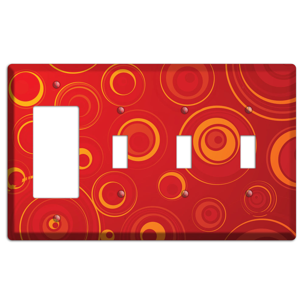 Red Circles Rocker / 3 Toggle Wallplate