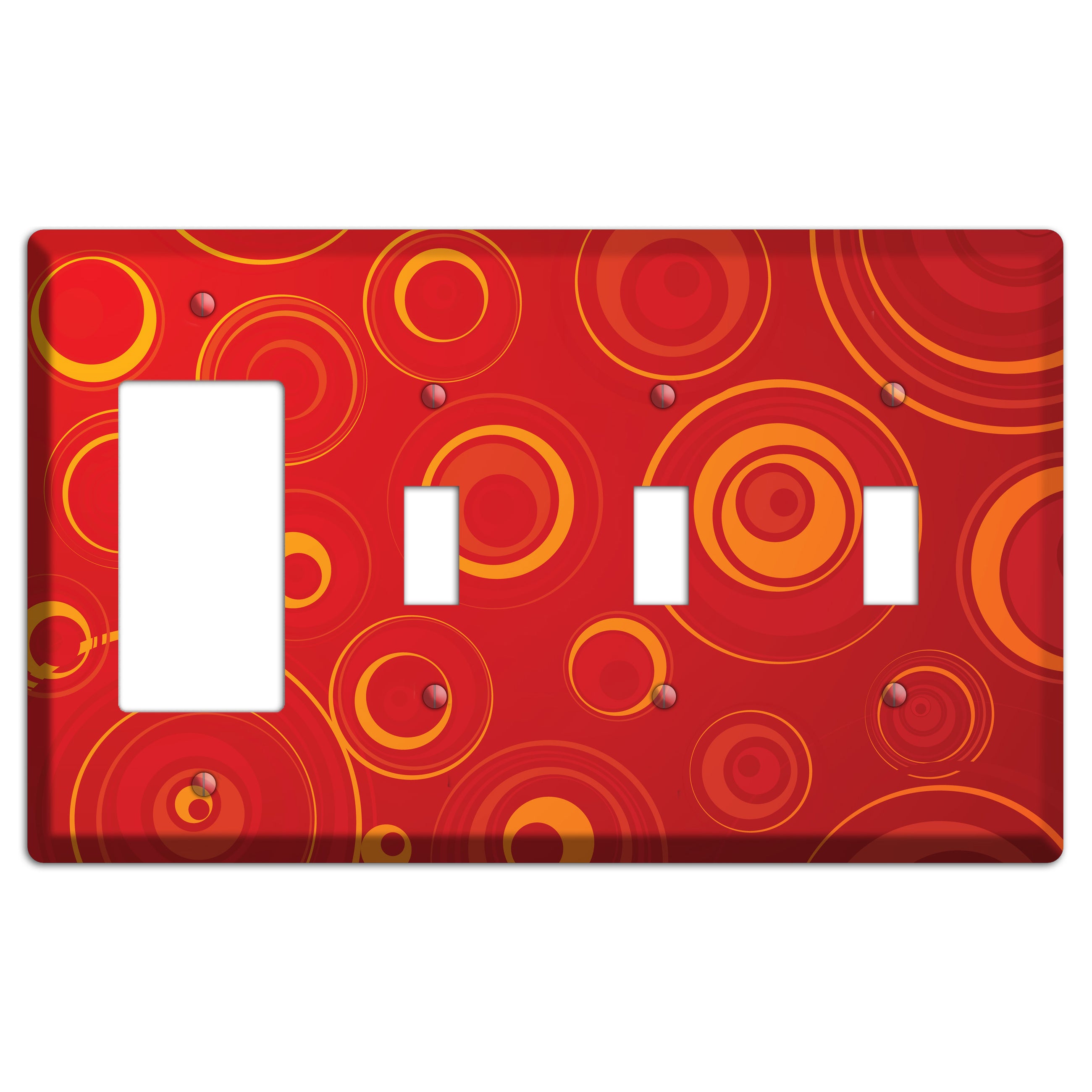 Red Circles Rocker / 3 Toggle Wallplate