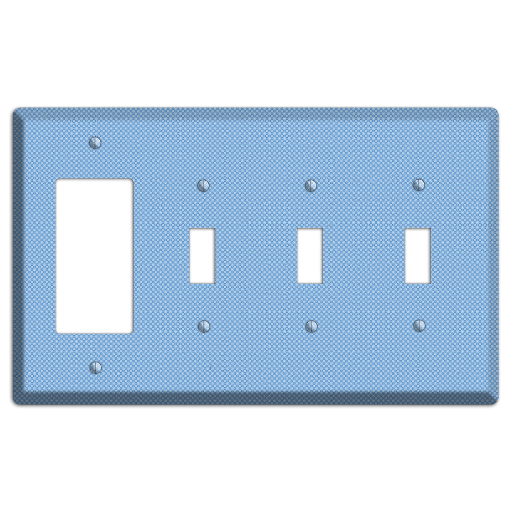 Light Blue Tiny Check Rocker / 3 Toggle Wallplate